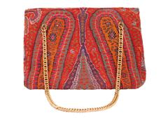 1970s Kashmir Wool Paisley Vintage Shoulder Bag by Artbag