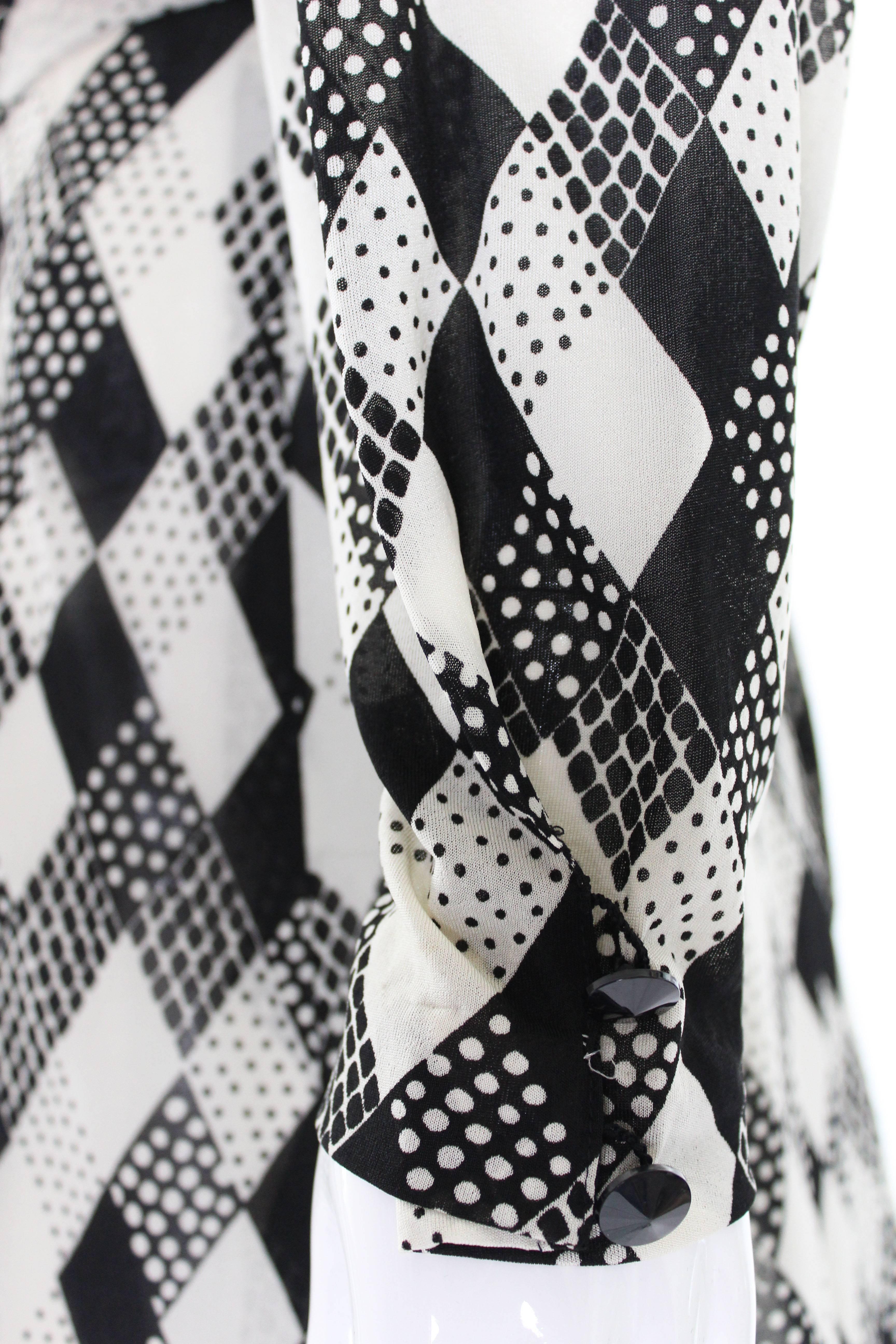 1970s Black & White Spotted Chiffon Tricosa Paris Vintage Dress 1
