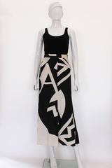 1970s Black & White Abstract Print Vintage Gianfranco Ferre Skirt