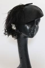 1950s Black Straw & Ostrich Feather Vintage Harrods Hat