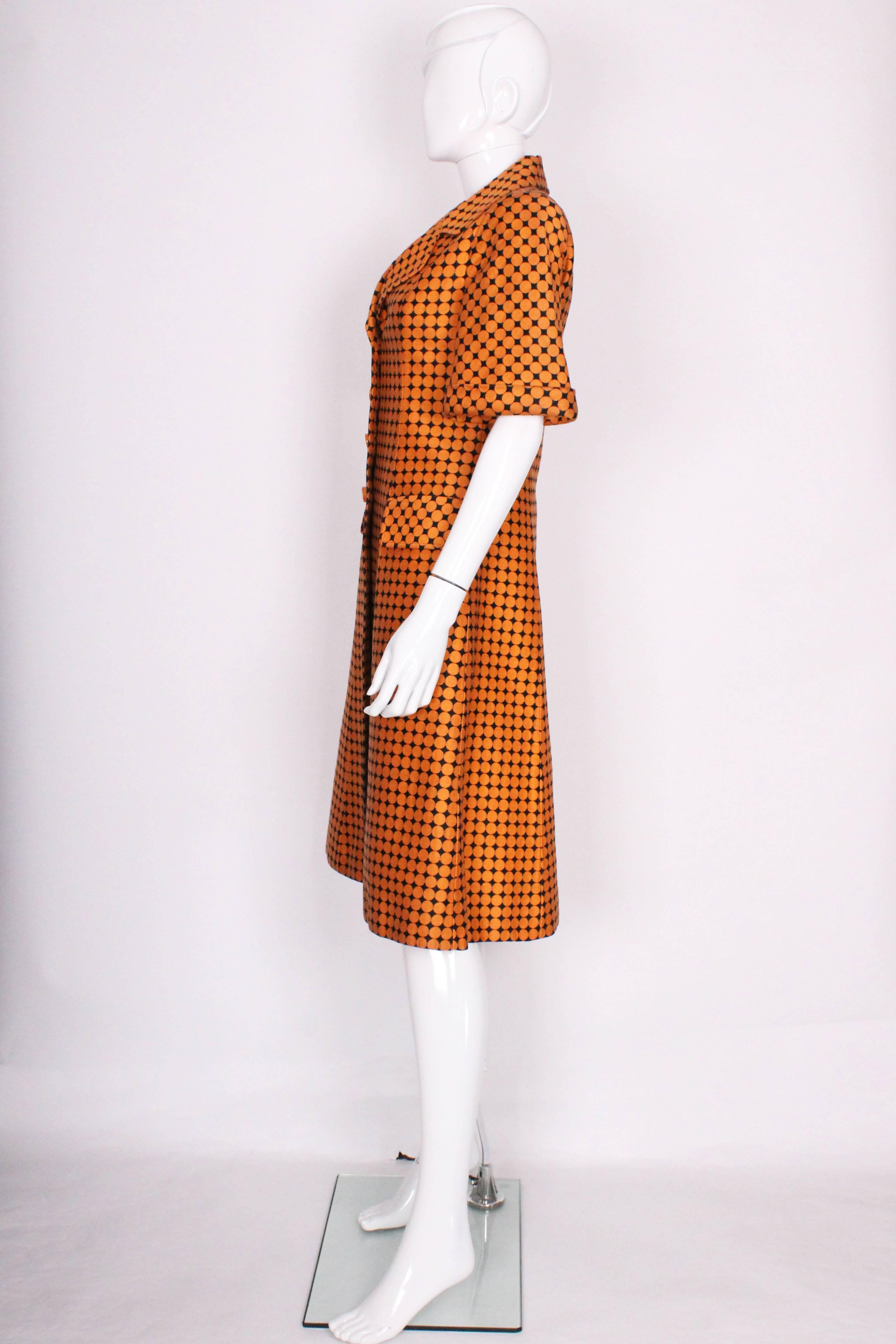 Women's 1960s Orange & Black Spotted Vintage Coat Dress
