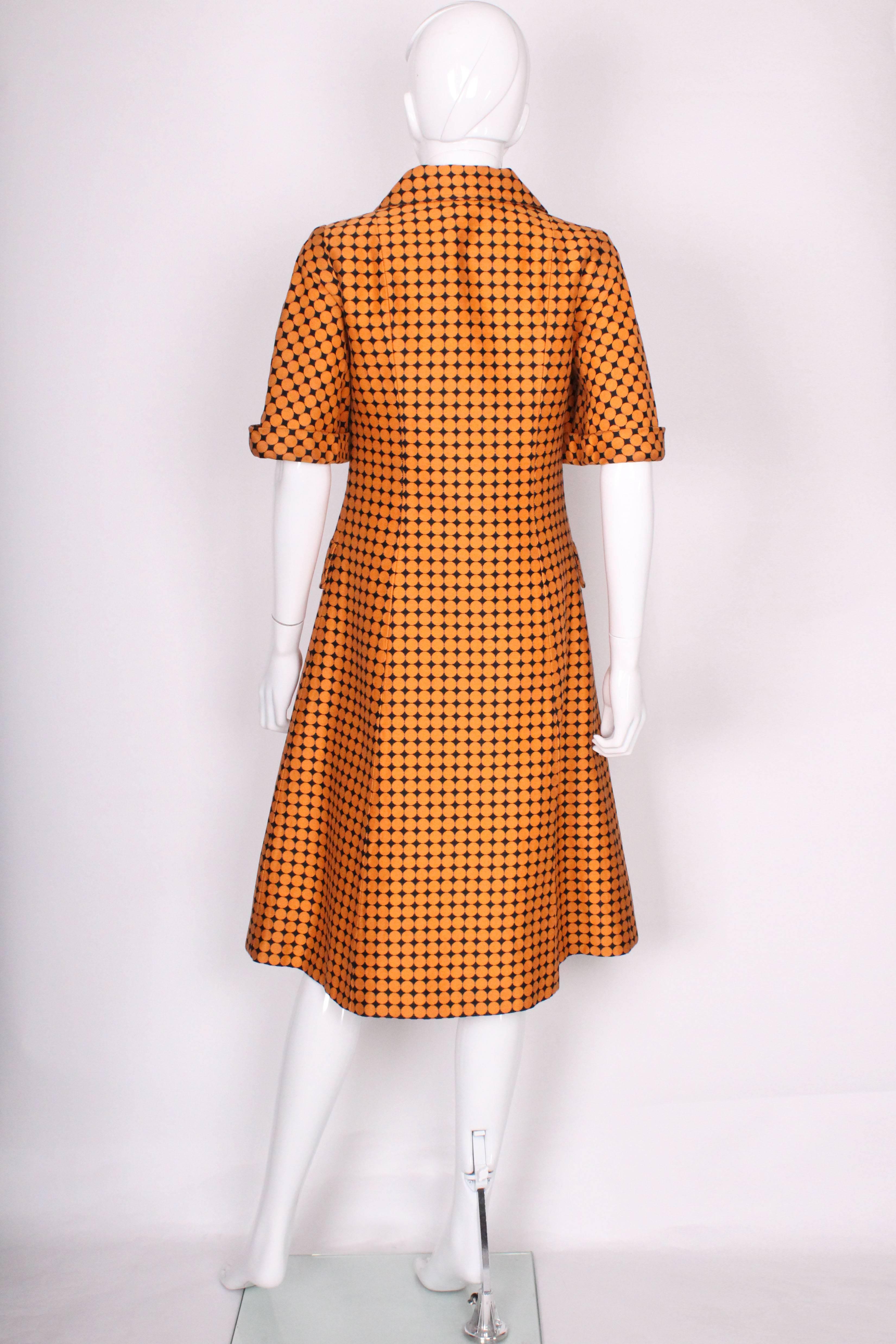 1960s Orange & Black Spotted Vintage Coat Dress 1