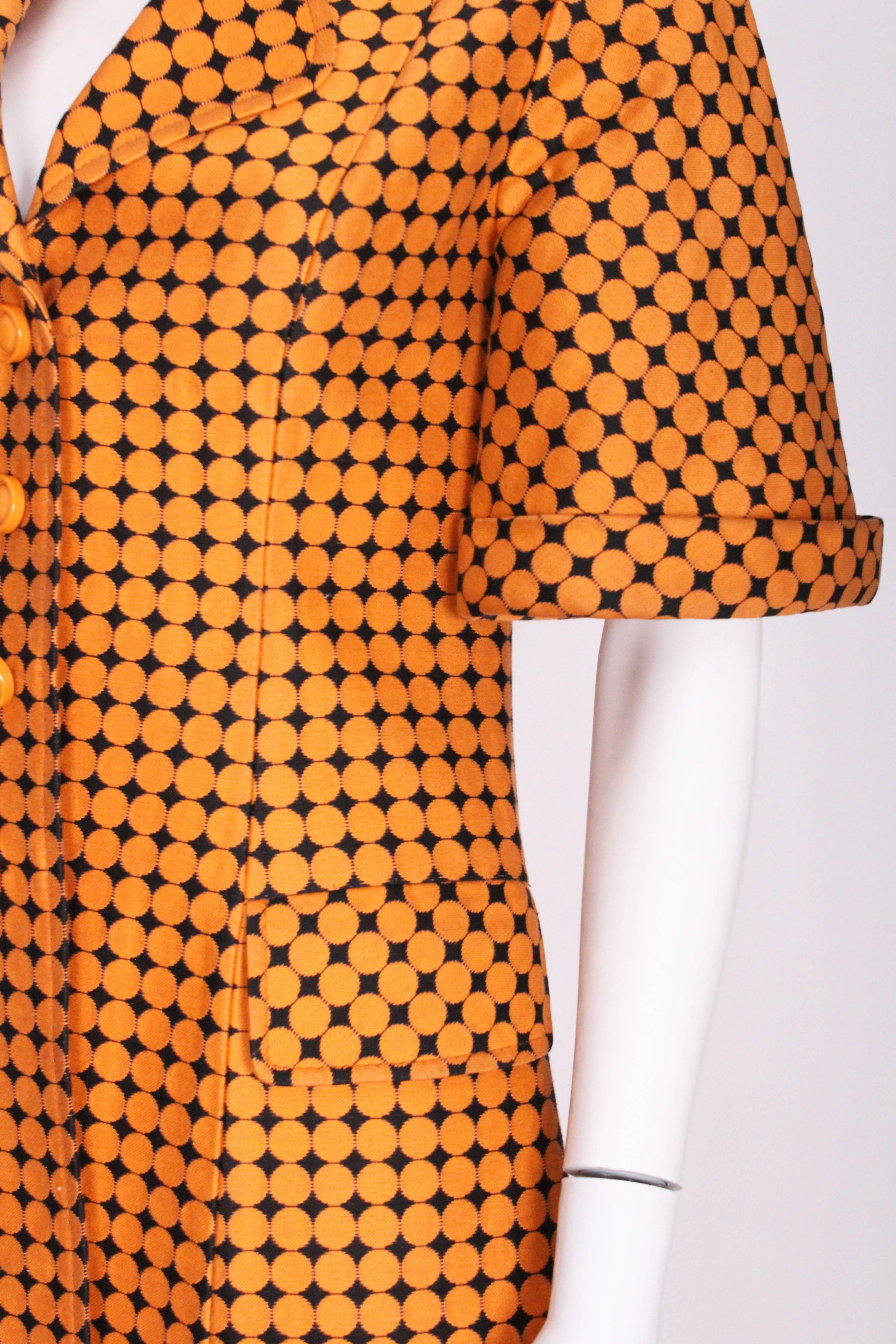 1960s Orange & Black Spotted Vintage Coat Dress 2