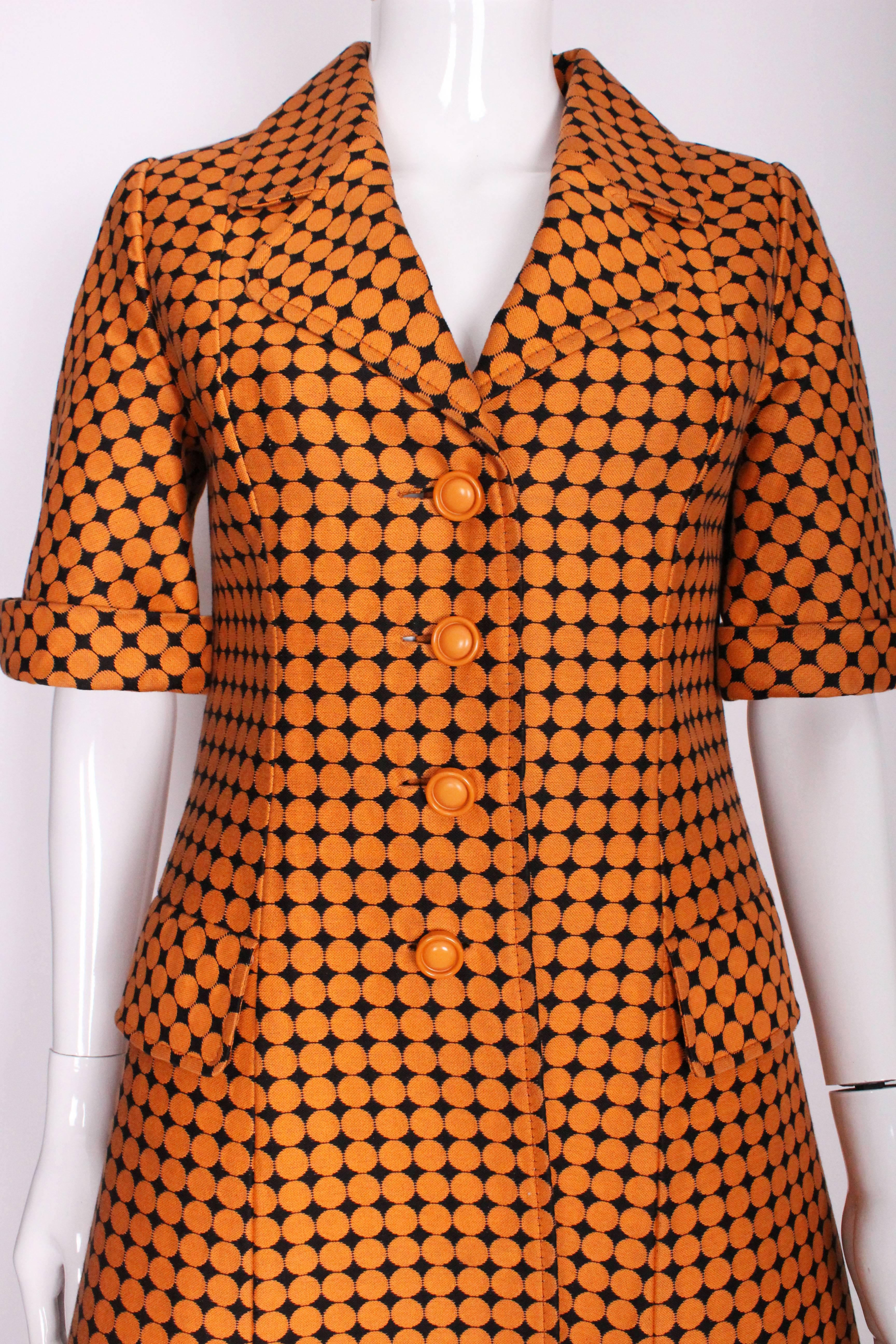 1960s Orange & Black Spotted Vintage Coat Dress 3
