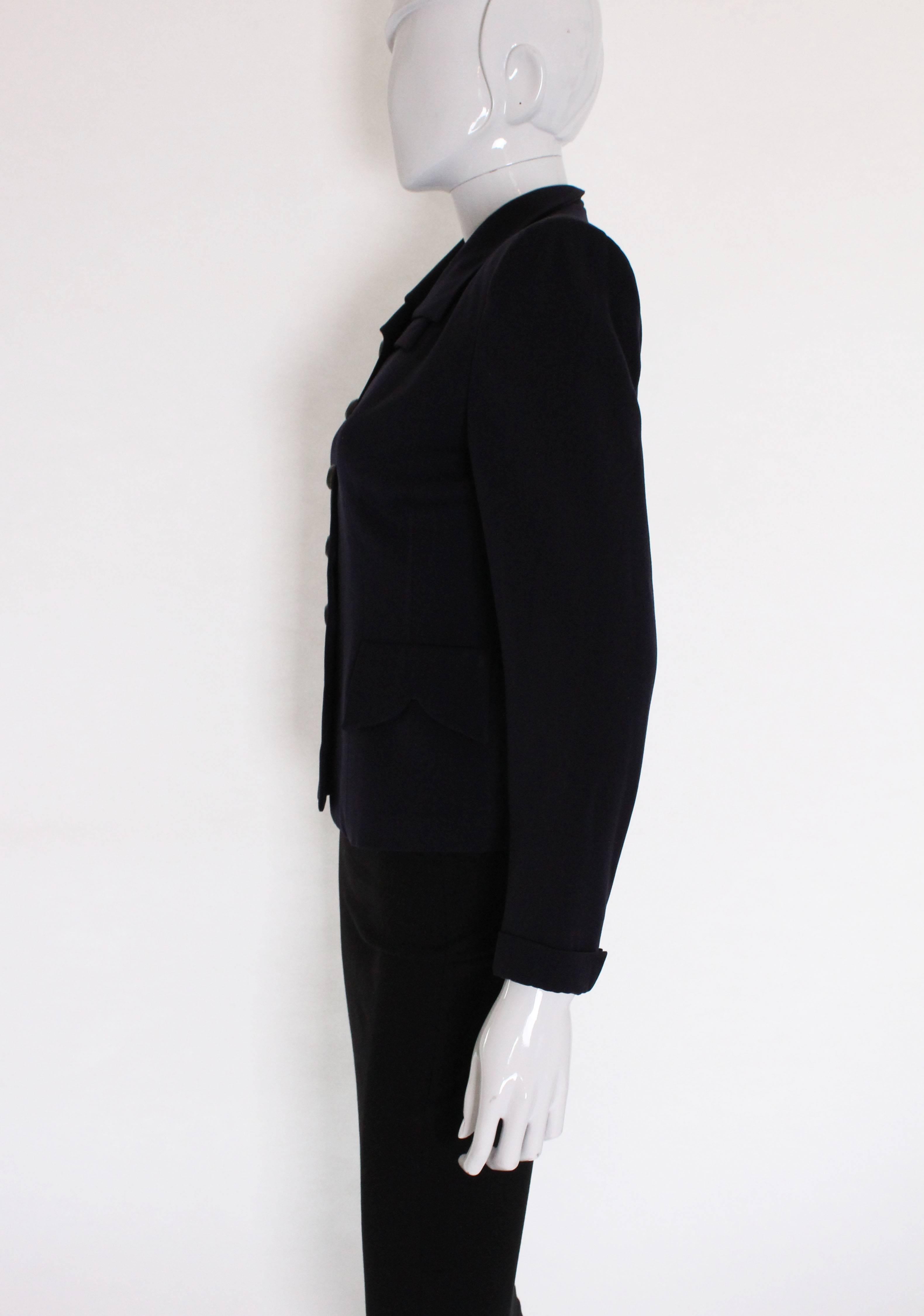 Black 1940s Dark Navy Double Collared Jacket