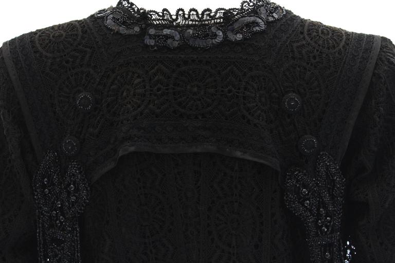 Elegant Black Victorian Jacket with Lace Embellishments