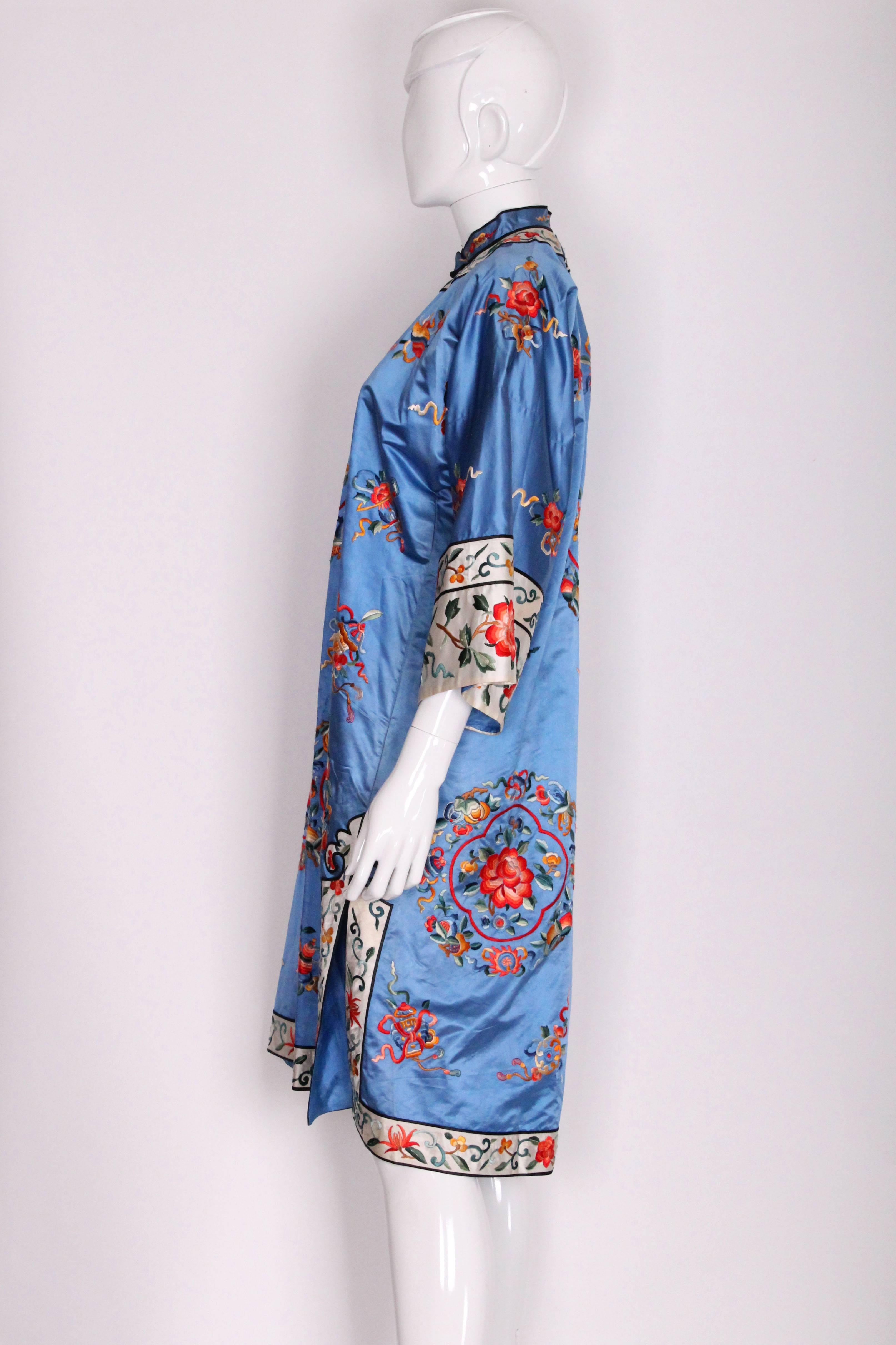 1960s Chinese Blue Silk, Embroiderd Jacket In Excellent Condition In London, GB