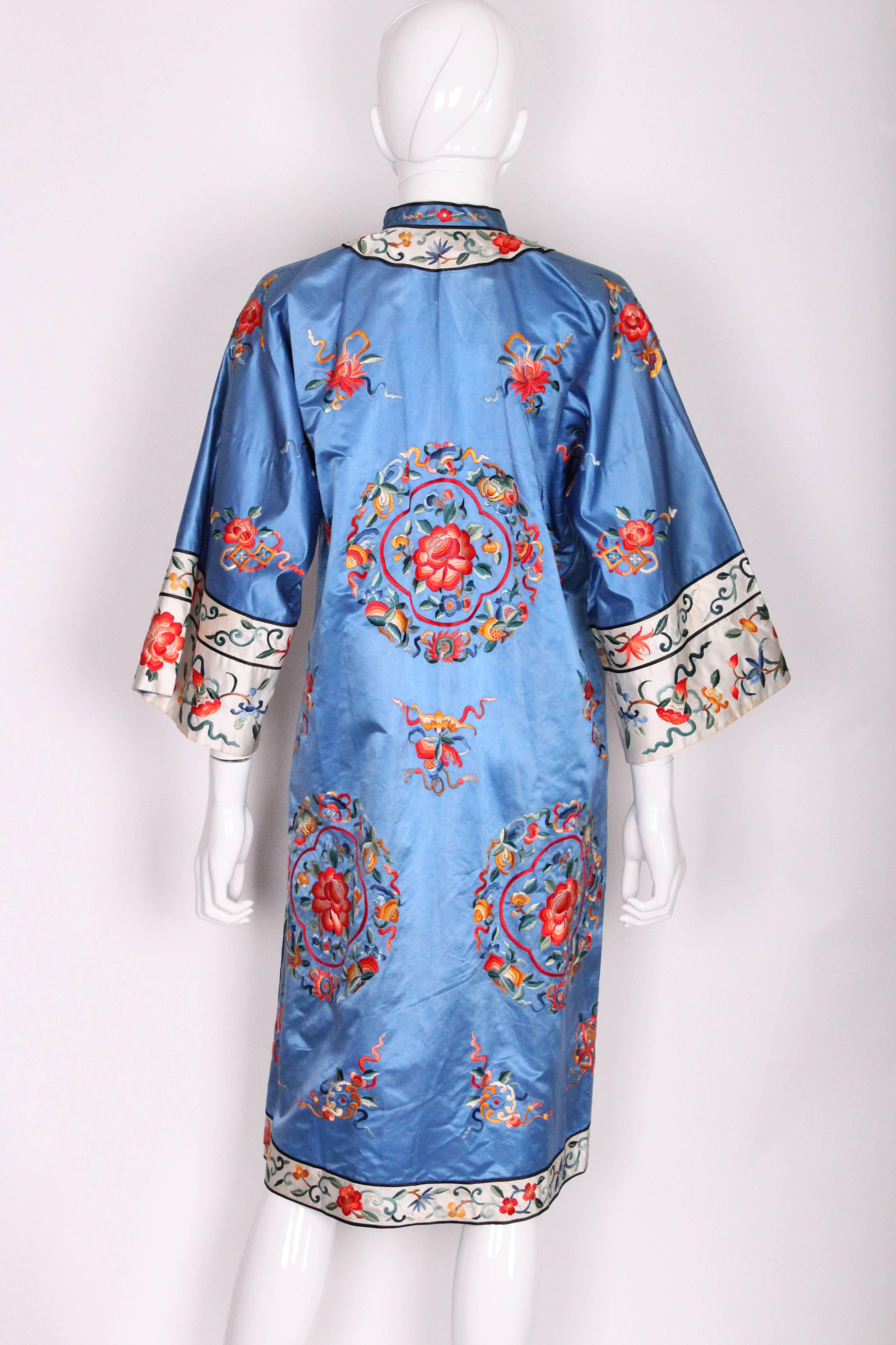 Women's 1960s Chinese Blue Silk, Embroiderd Jacket