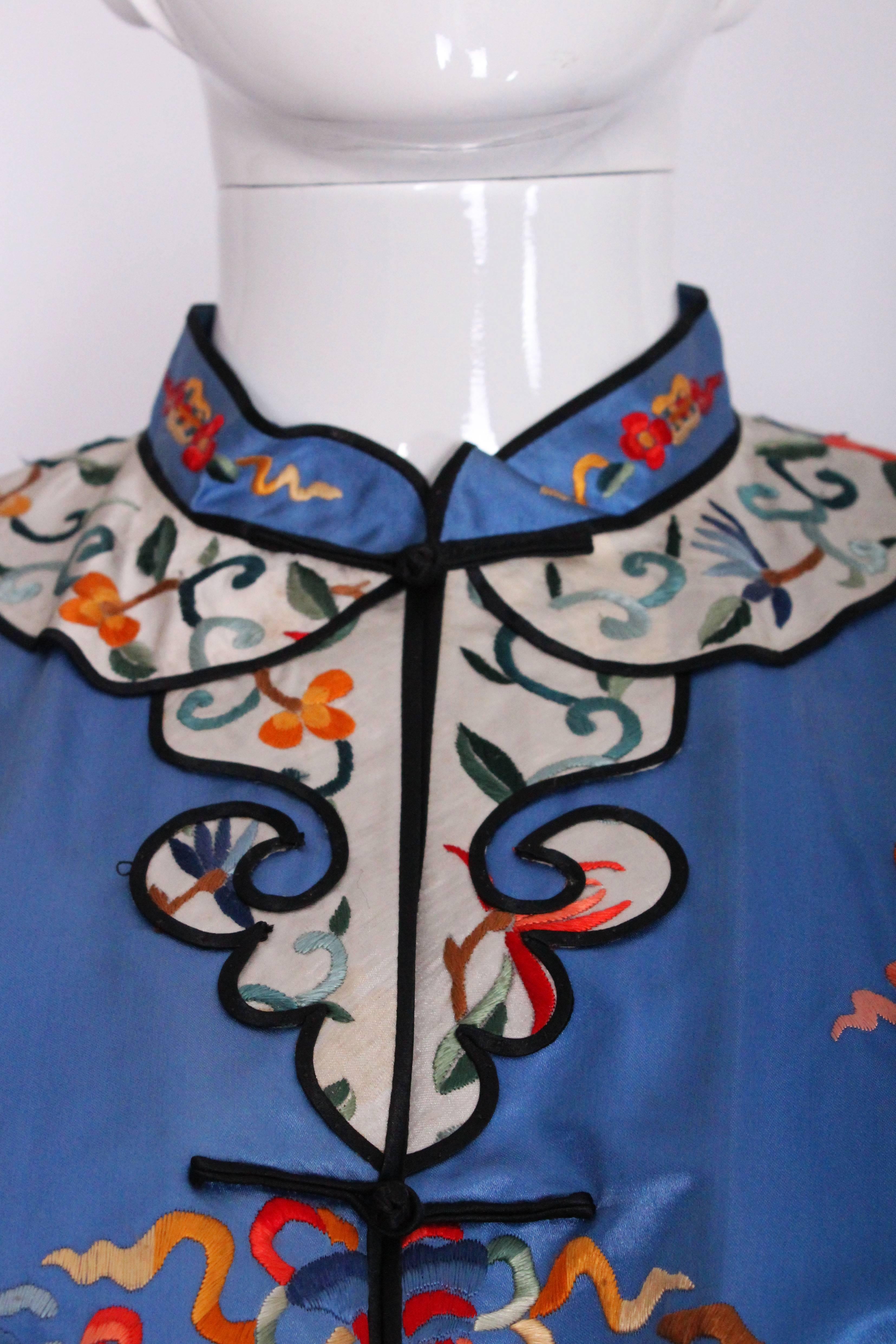 1960s Chinese Blue Silk, Embroiderd Jacket 2