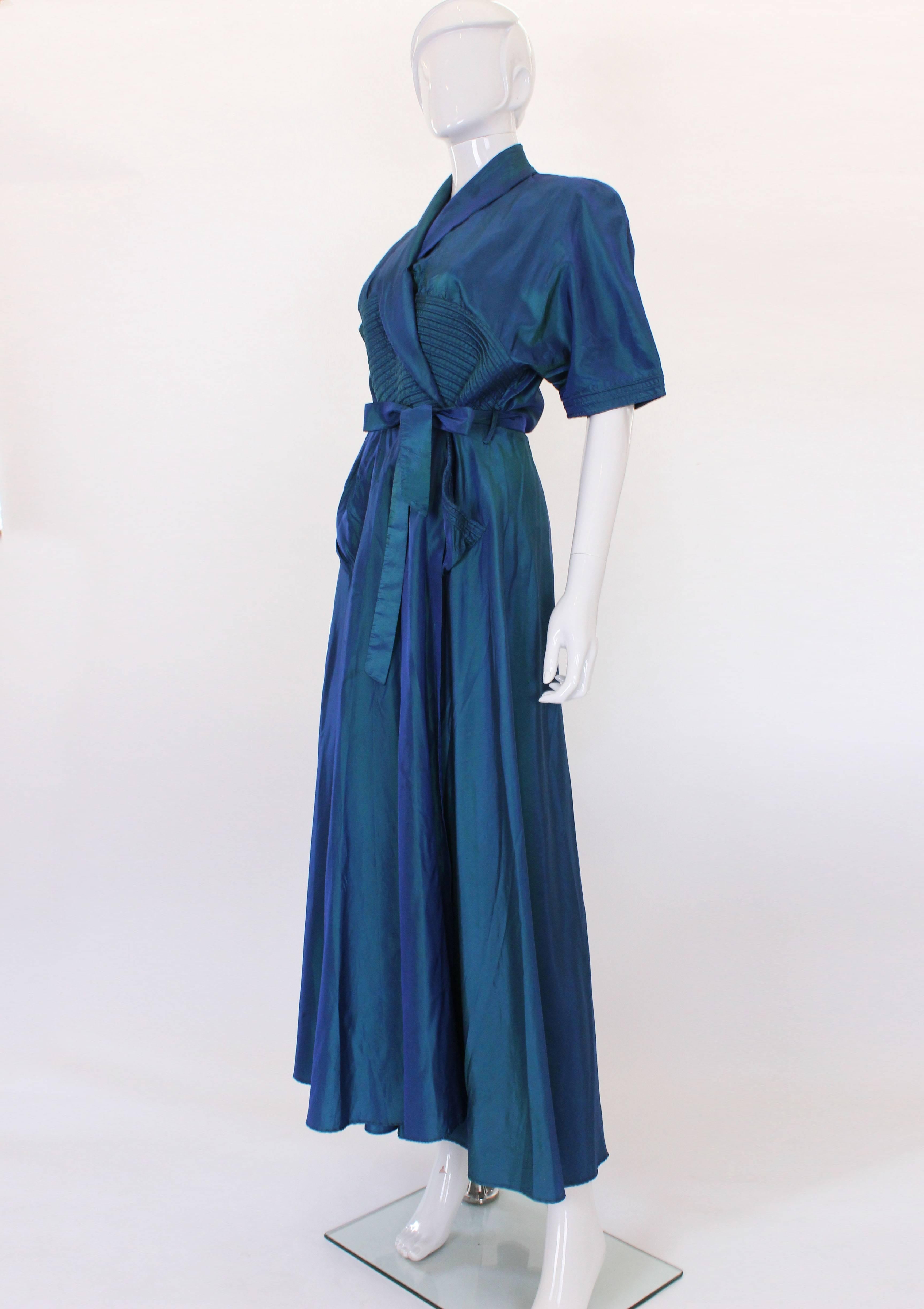 Blue 1940's Silk House Coat