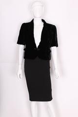 1920s Black Silk Velvet, Short Sleeved Jacket