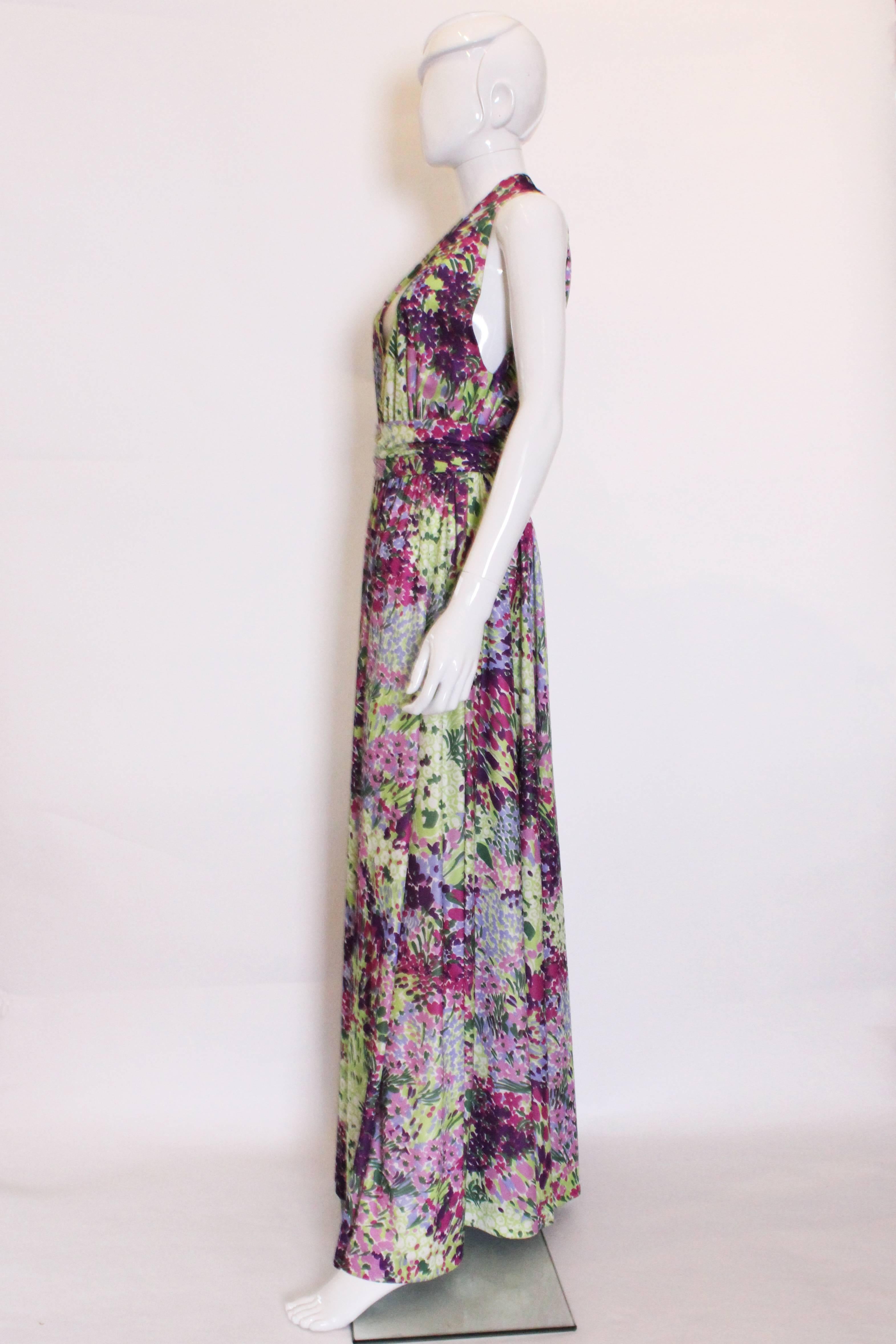 Gray 1970s Berketex Floral Gown with Bolero