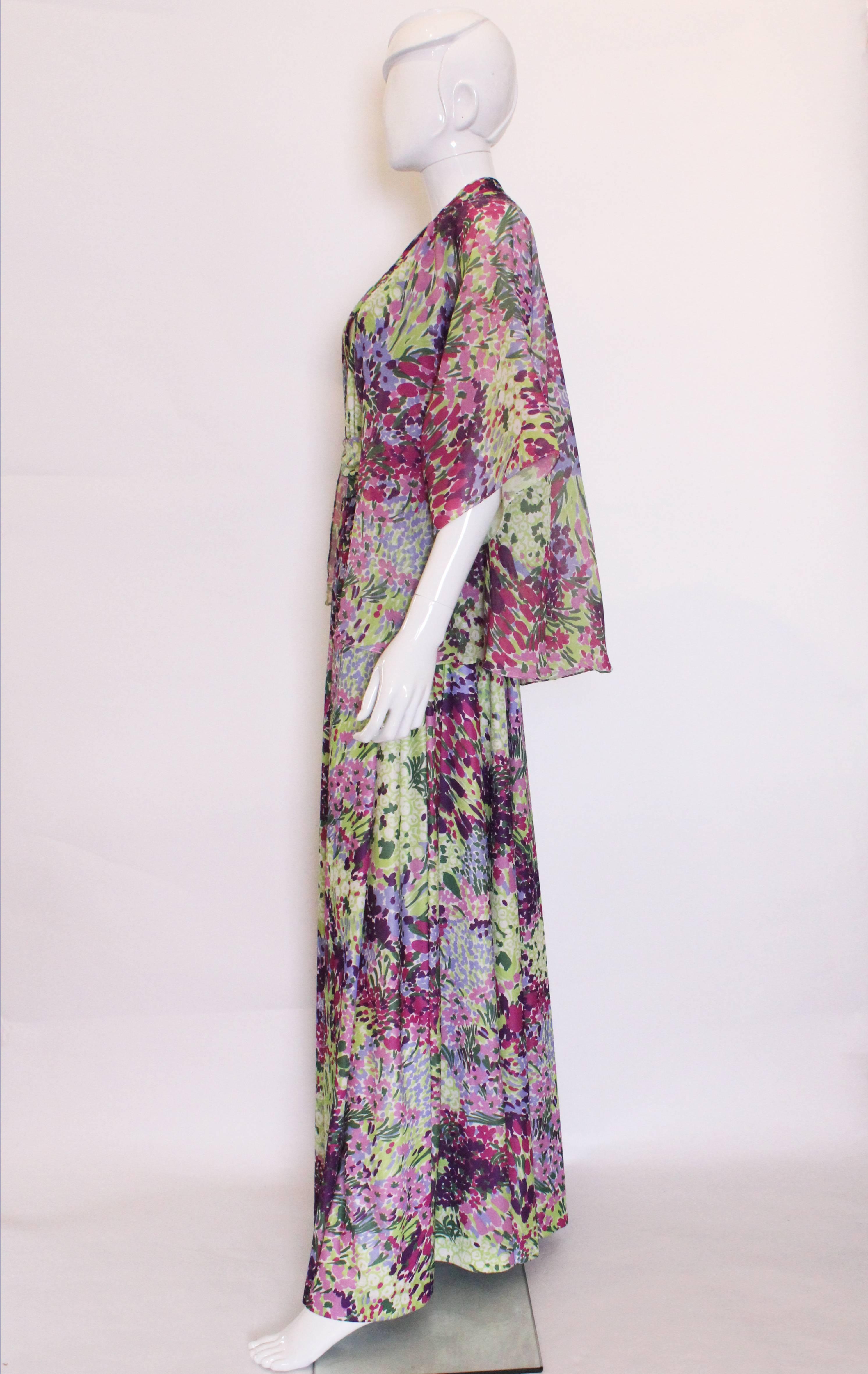 Women's 1970s Berketex Floral Gown with Bolero
