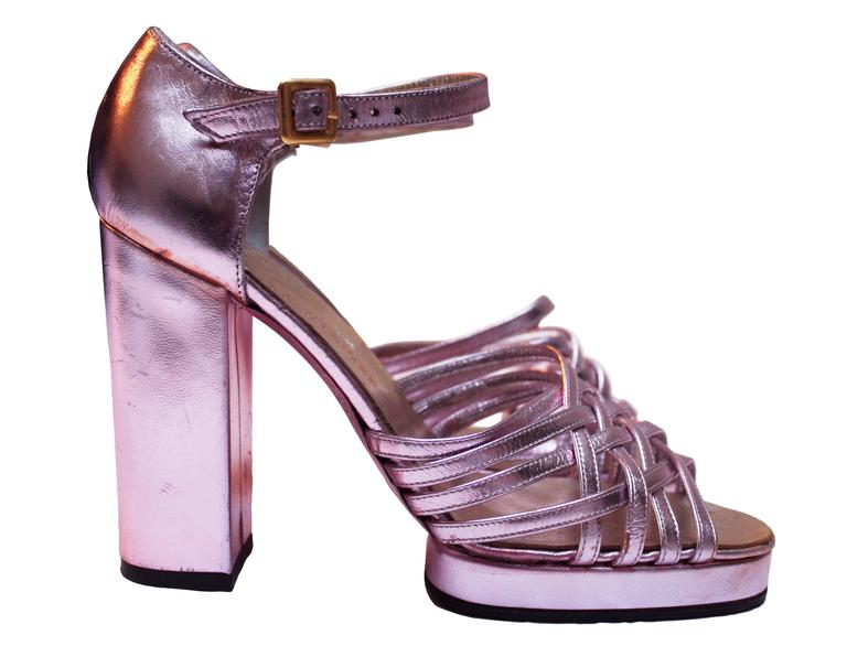 1970s Disco, Metalic Pink Platforms Shoes at 1stDibs