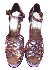 1970 Disco:: chaussures à plateforme rose métallisé