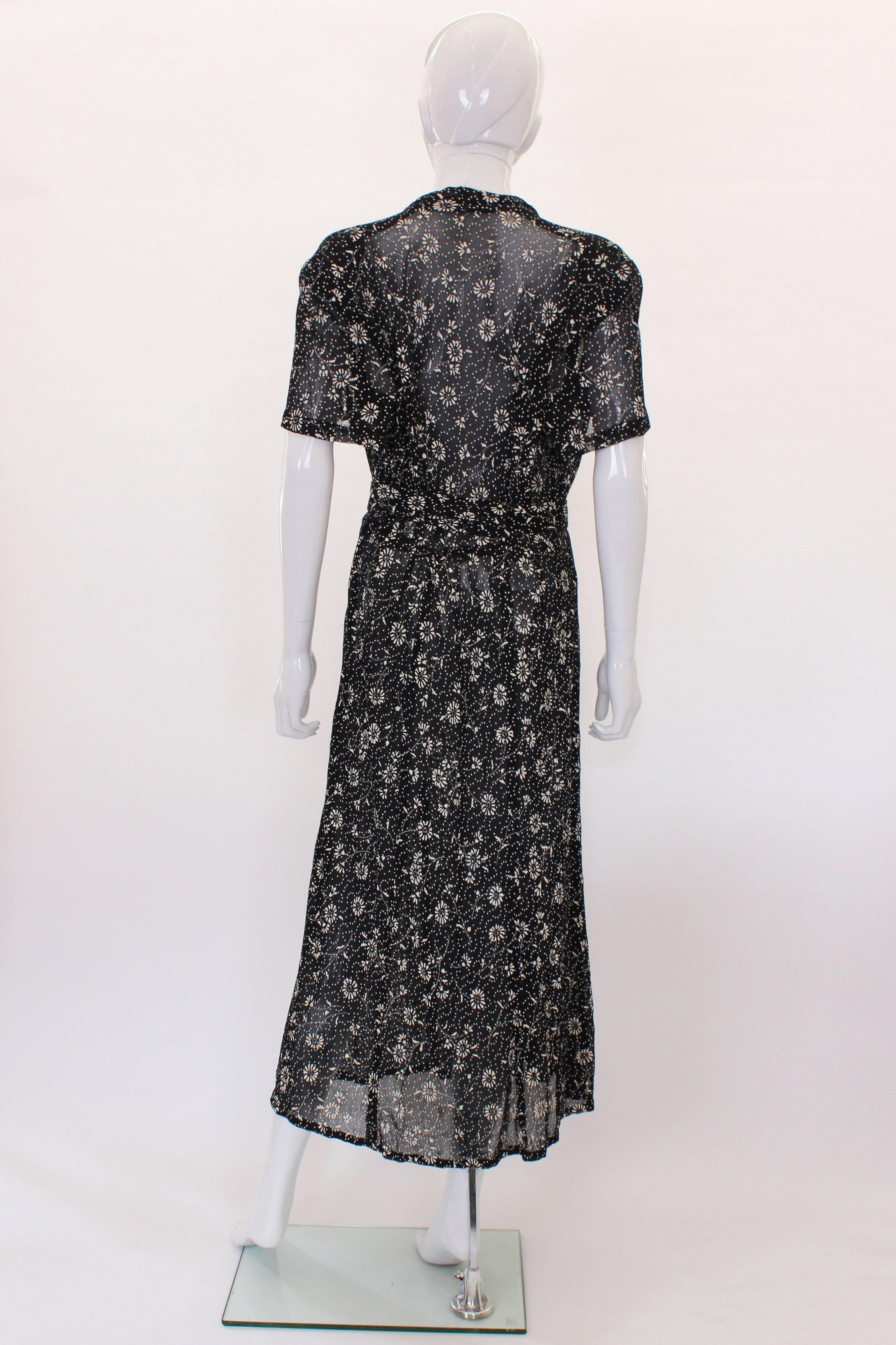 Women's Unusual 1940s Stencil Printed Mesh Dress