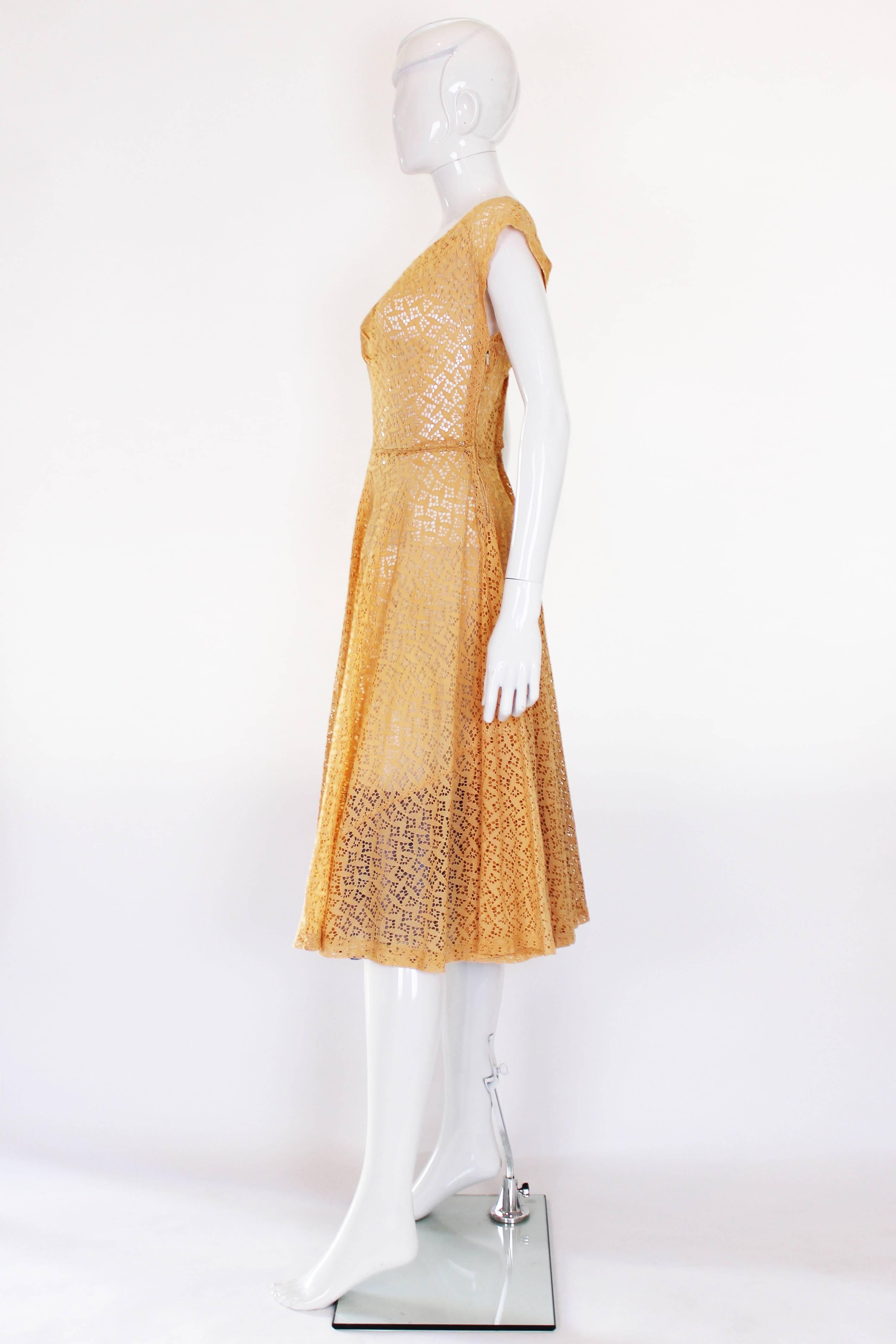 Orange 1950s Apricot Broderie Anglaise Dress