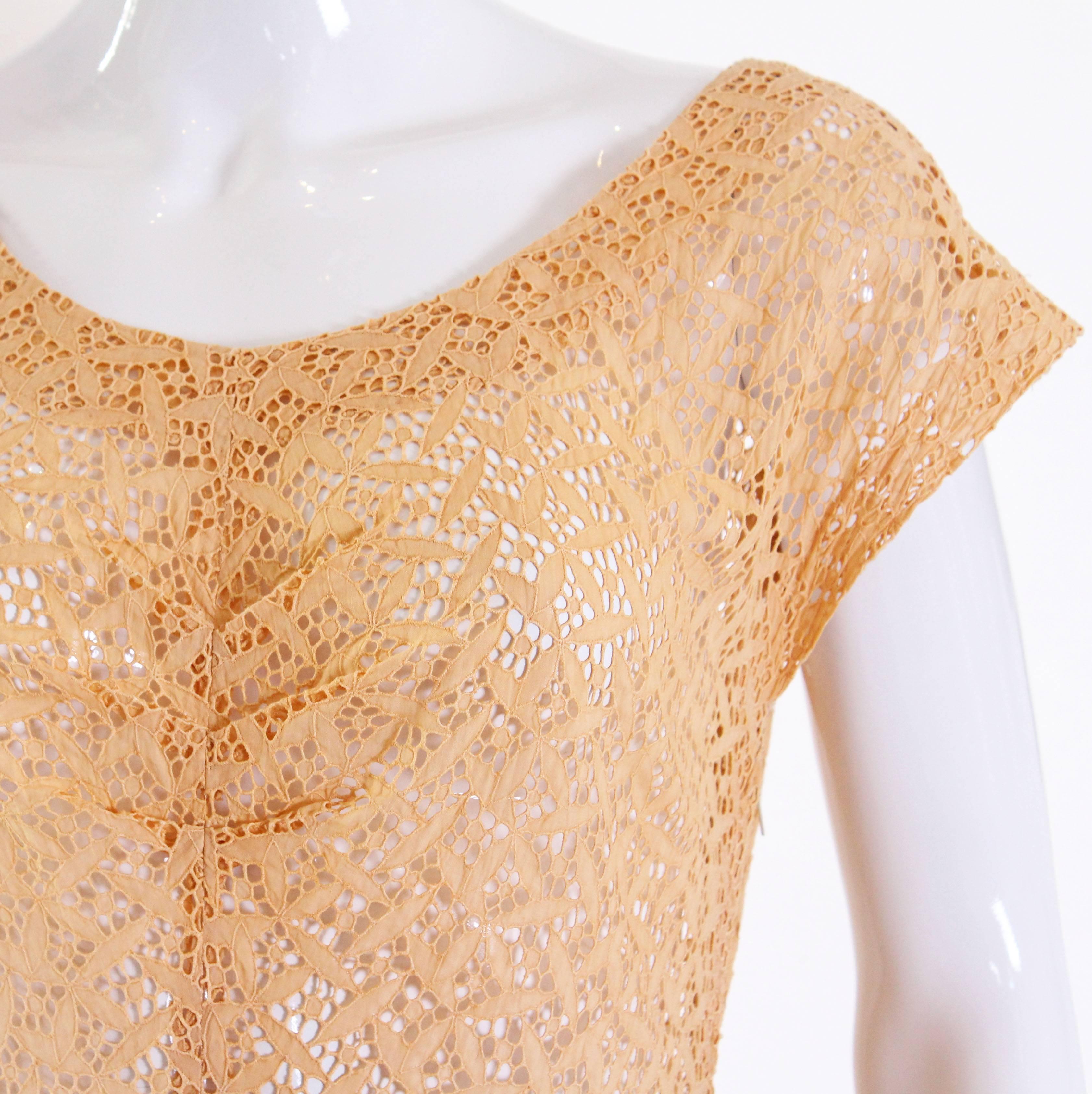 1950s Apricot Broderie Anglaise Dress 2