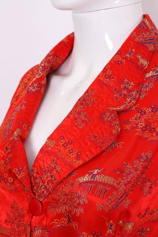 1950s Chinese Style Red Silk Dressing Gown For Sale at 1stDibs