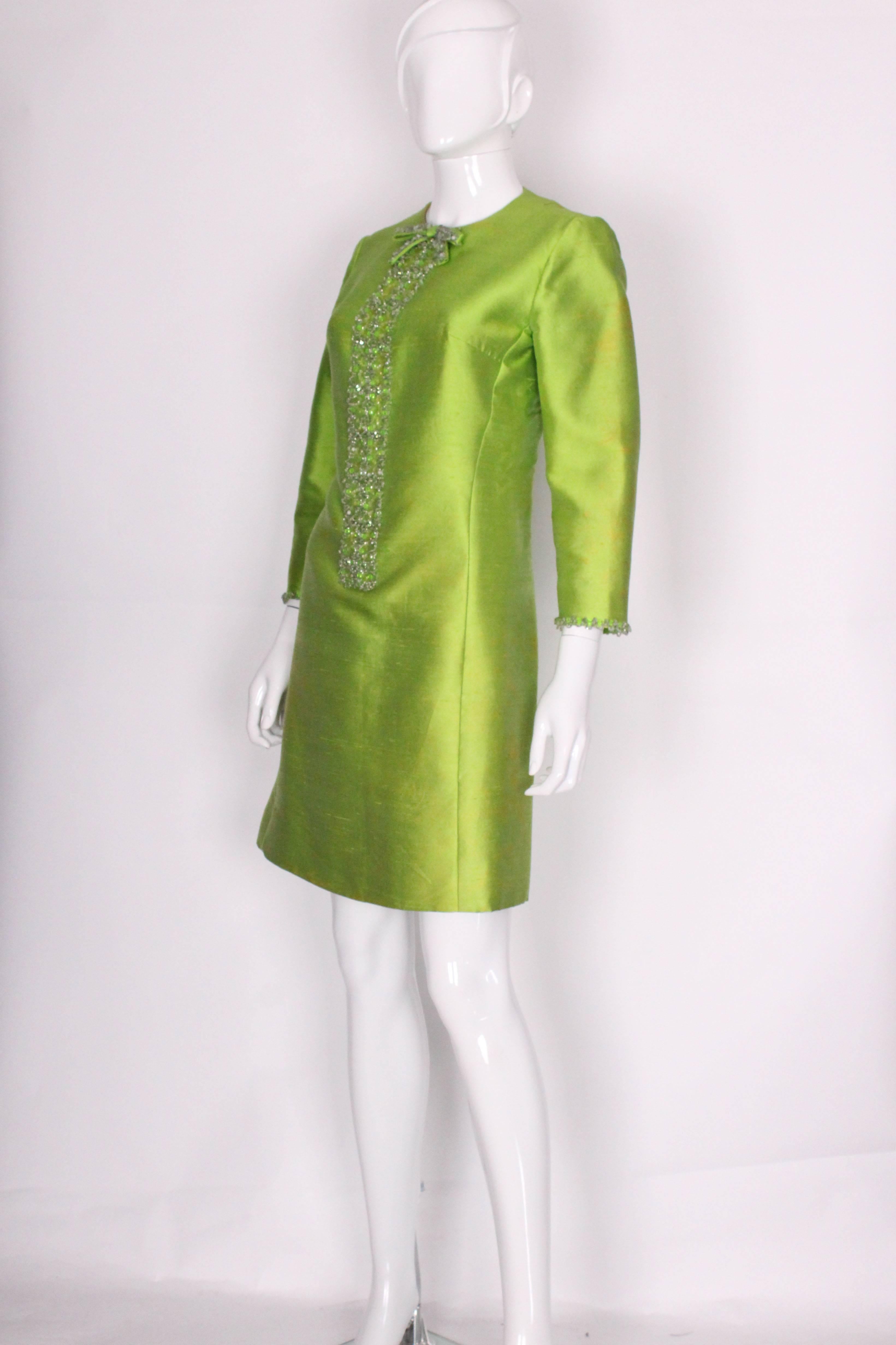 bright green silk dress