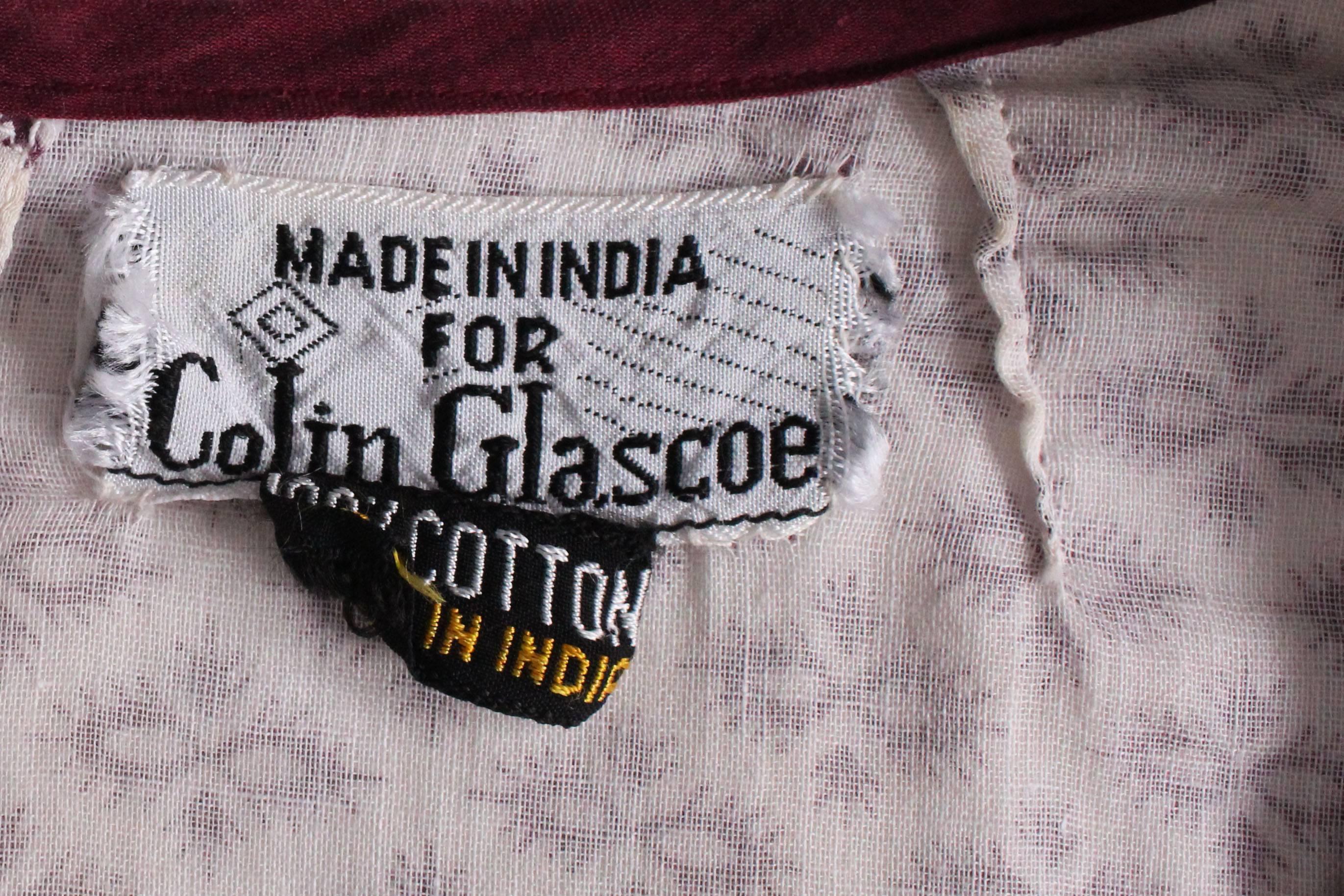 1970s Purple & White Indian Cotton Printed Maxi Dress 1