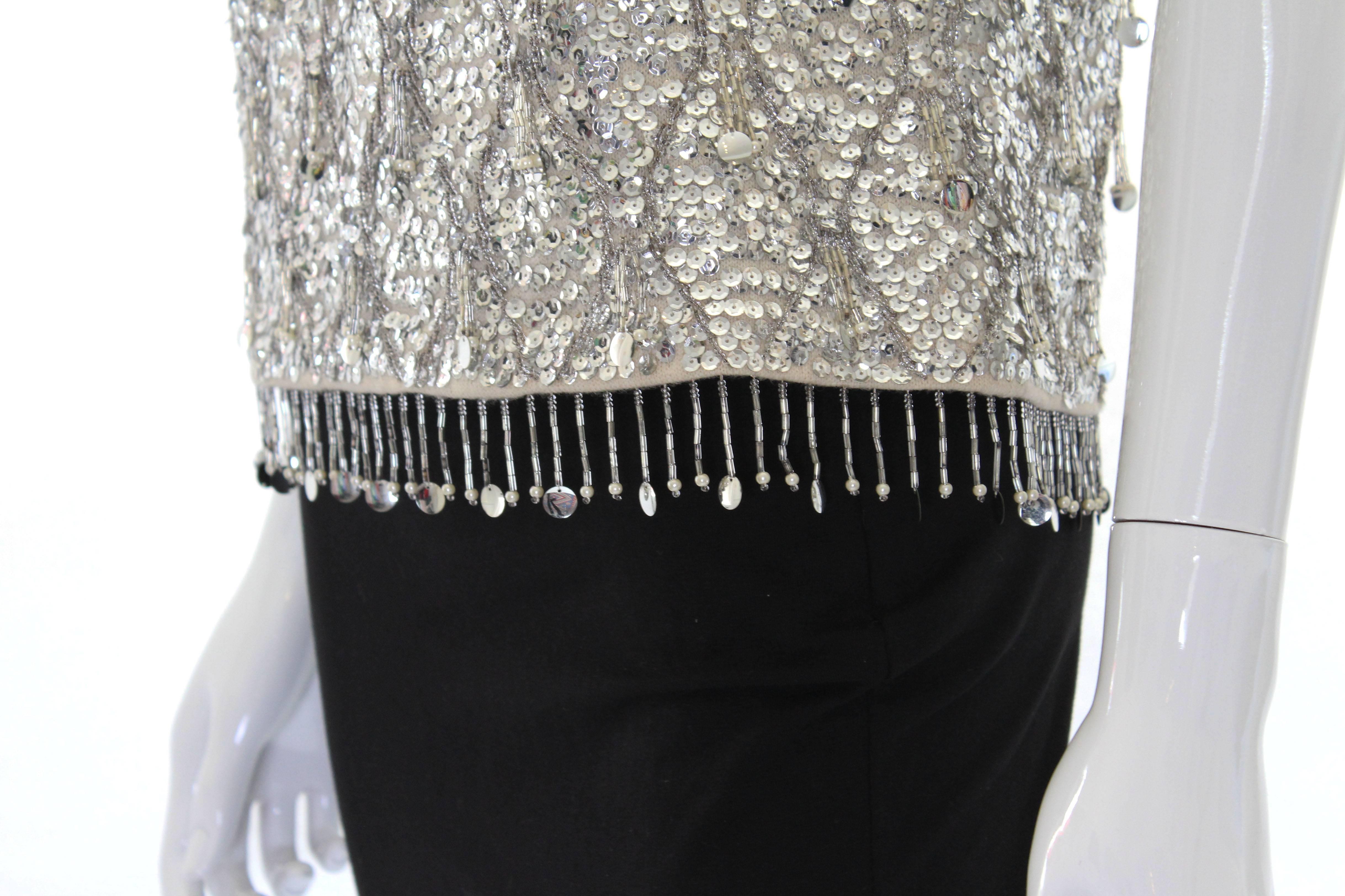 1960s Silver Sequinned Evening Top 1