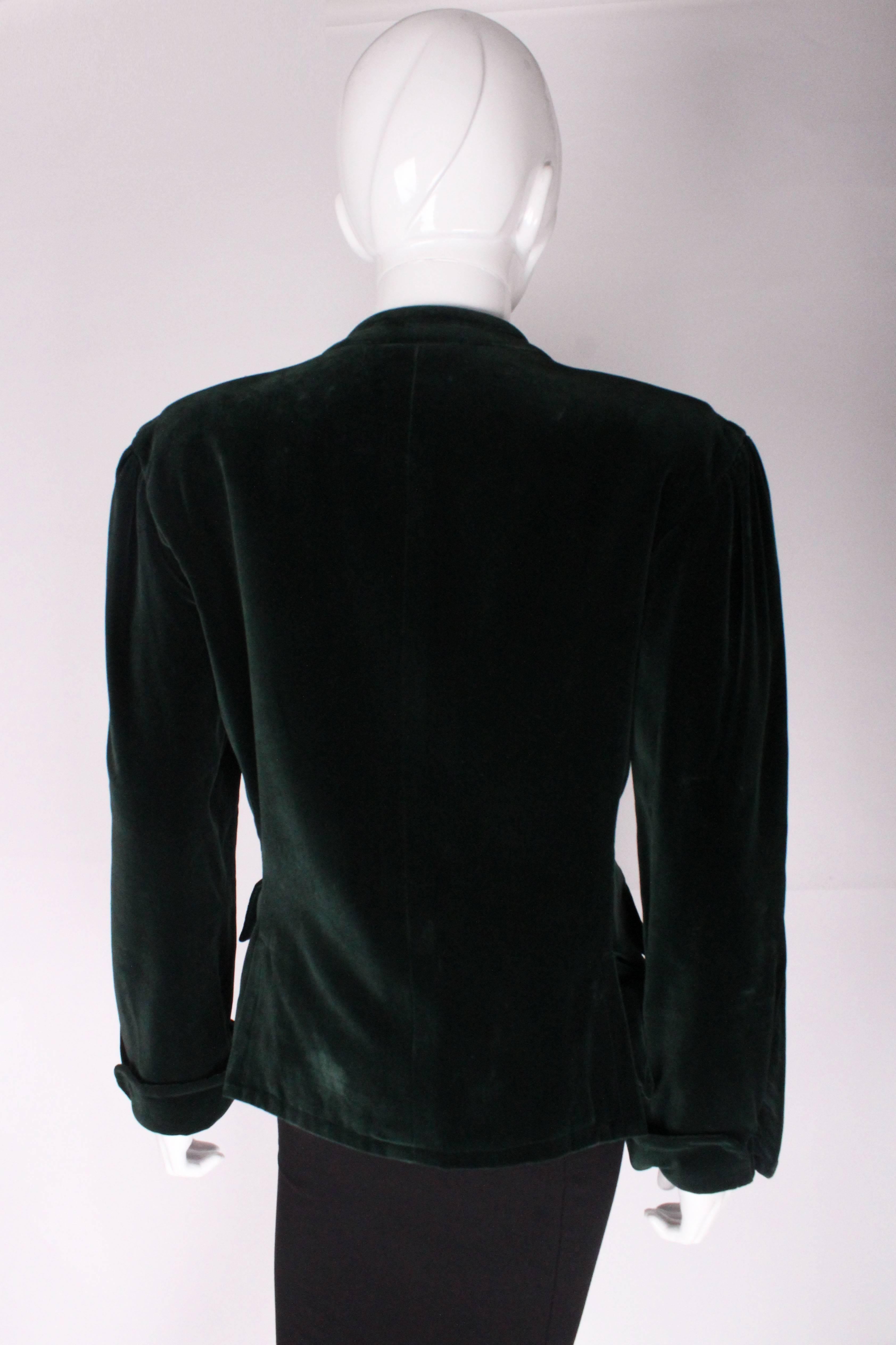 Yves Saint Laurent Green Velvet Jacket In Excellent Condition In London, GB