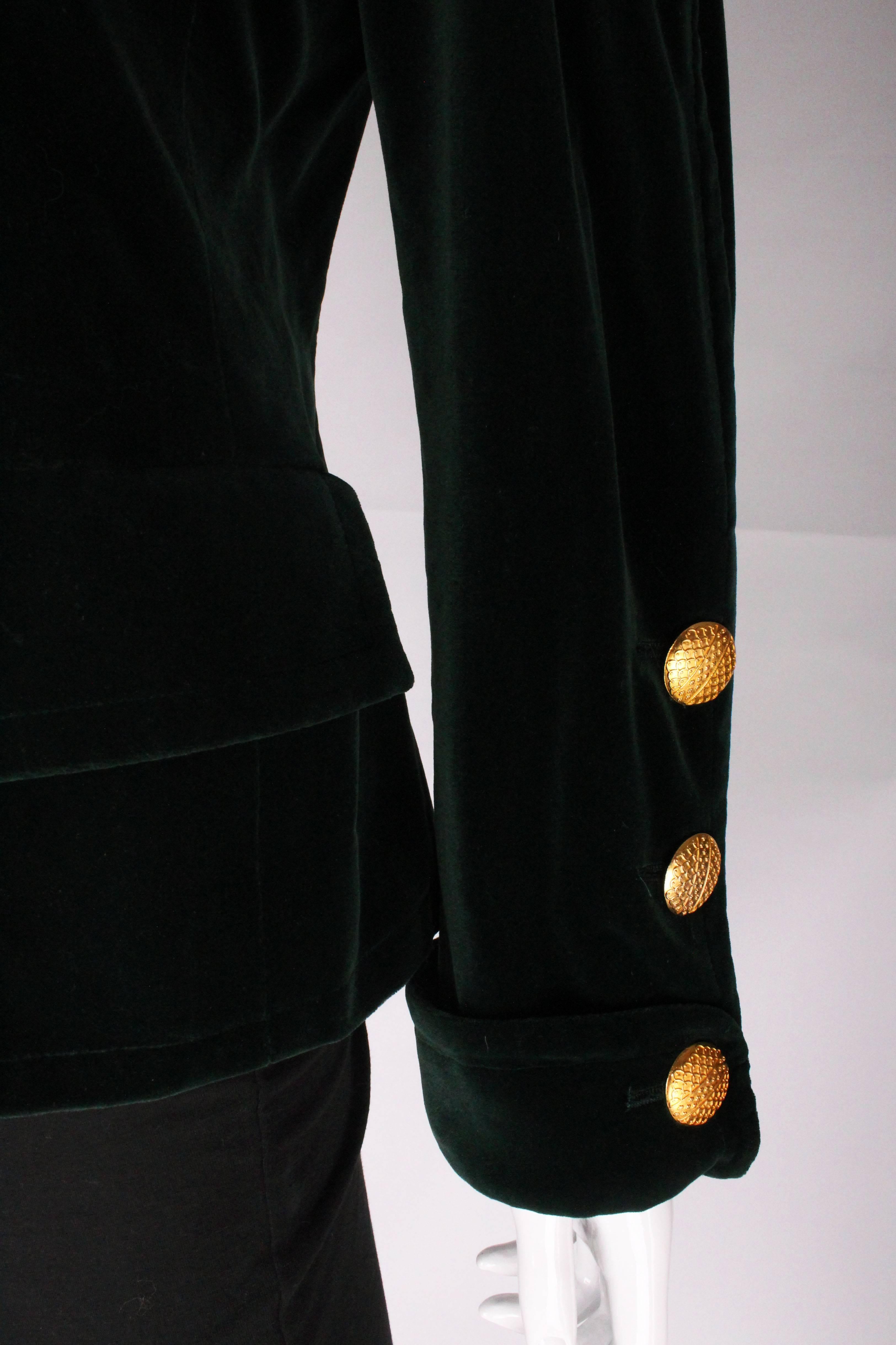Yves Saint Laurent Green Velvet Jacket 1