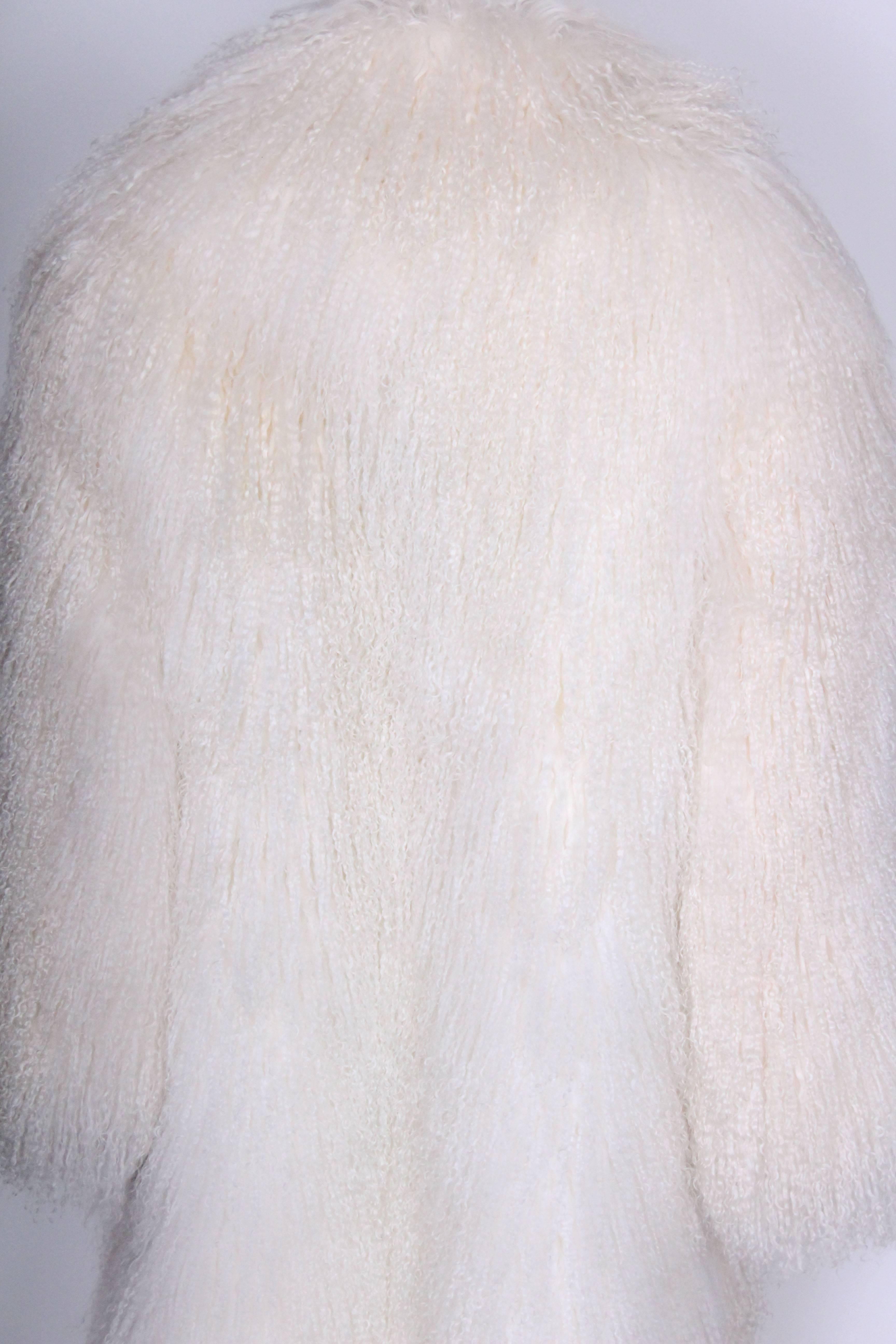 1970s/80s White Mongolian Lamb Fur Coat 3