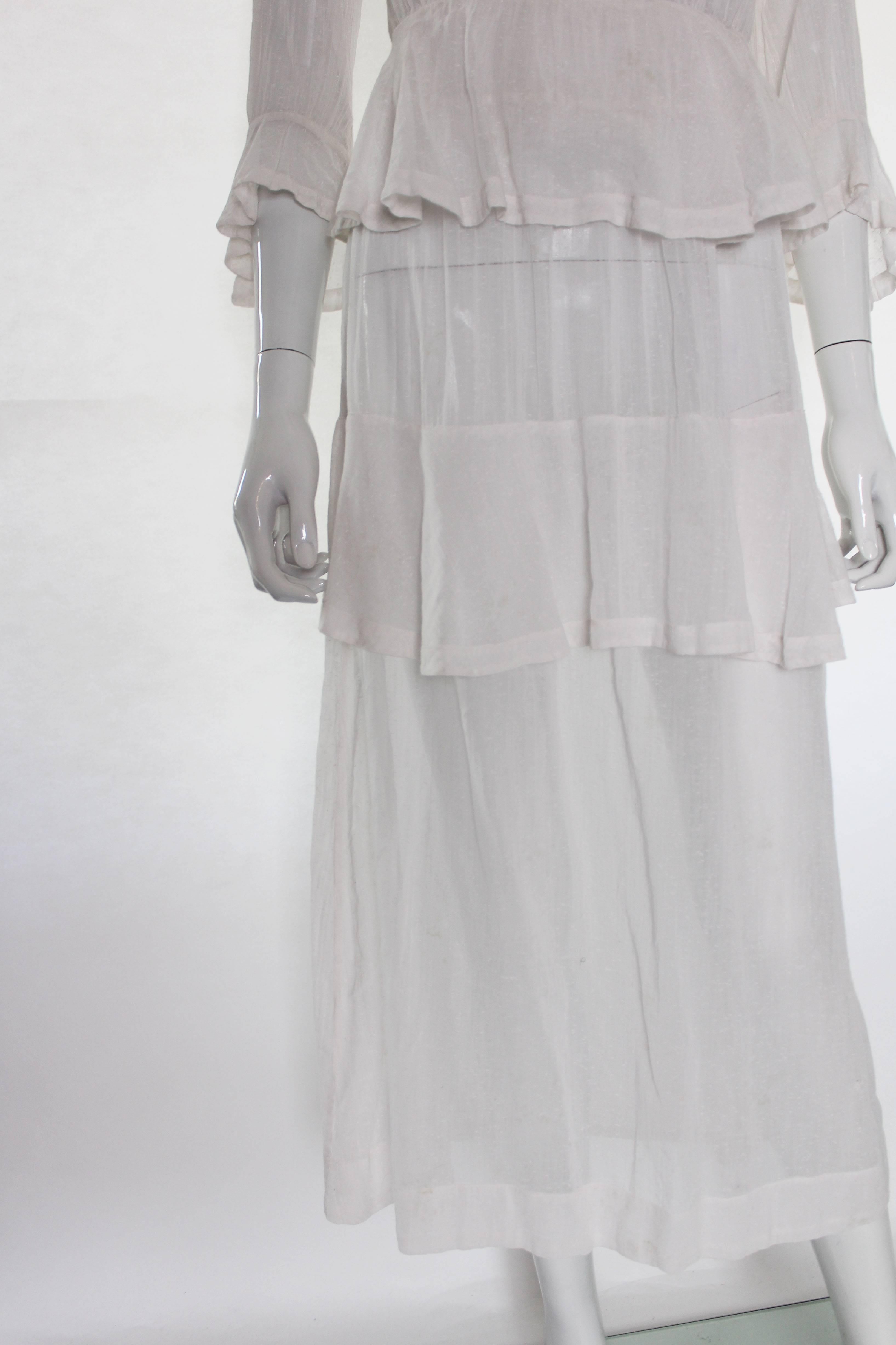 White Layered Cotton Edwardian Day Dress In Excellent Condition In London, GB
