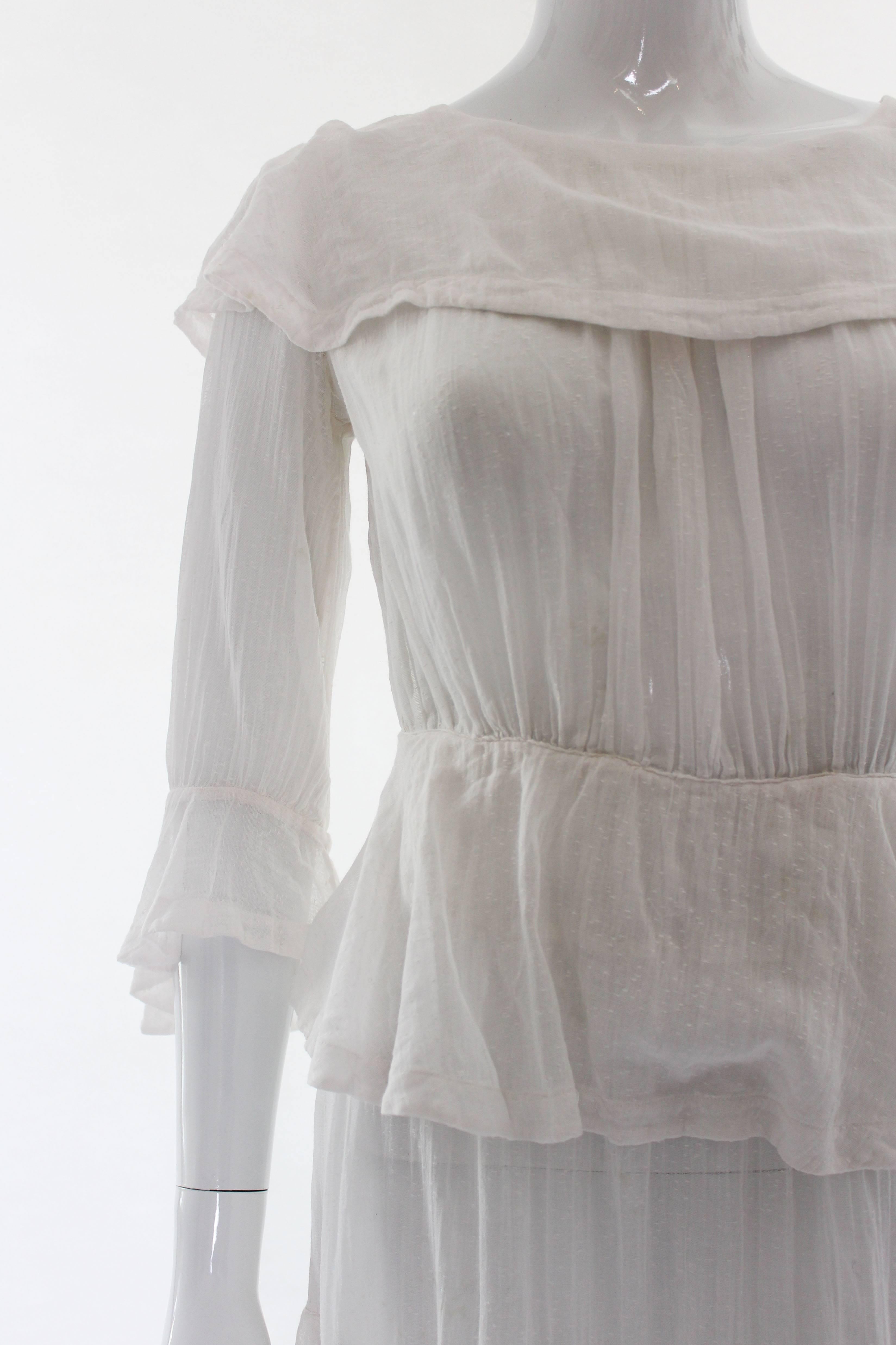 Gray White Layered Cotton Edwardian Day Dress