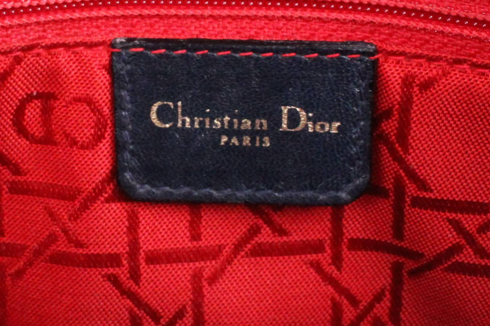 Christian Dior D bag in Navy leather. 5
