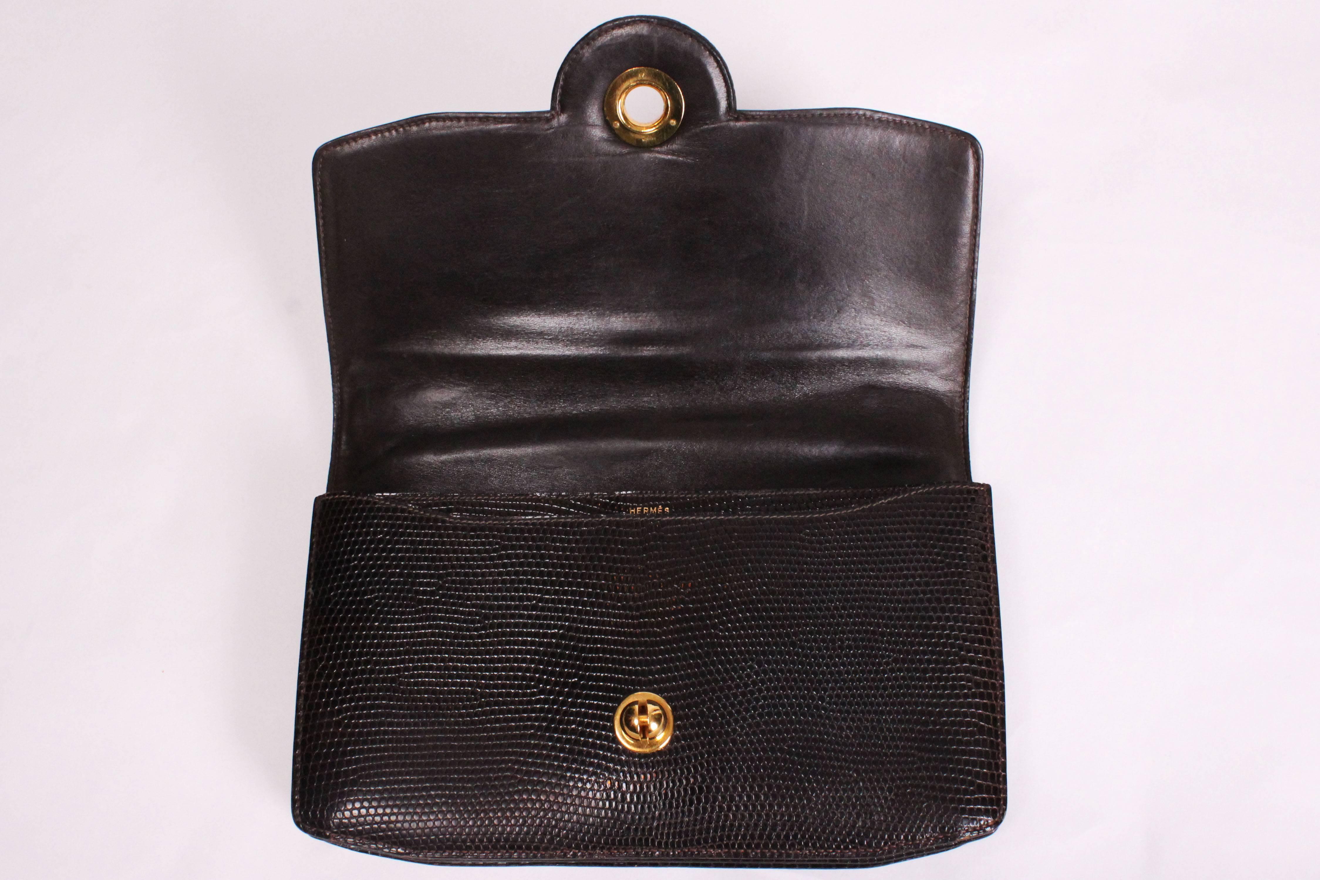 Black 1970s Hermes Snakeskin Handbag