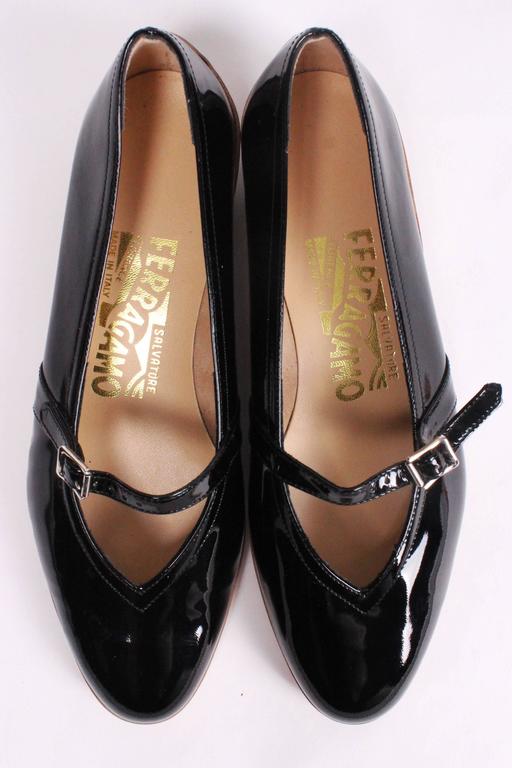 Ferragamo Audrey Shoes in Black Patent Leather at 1stdibs