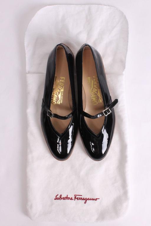 Ferragamo Audrey Shoes in Black Patent Leather at 1stdibs