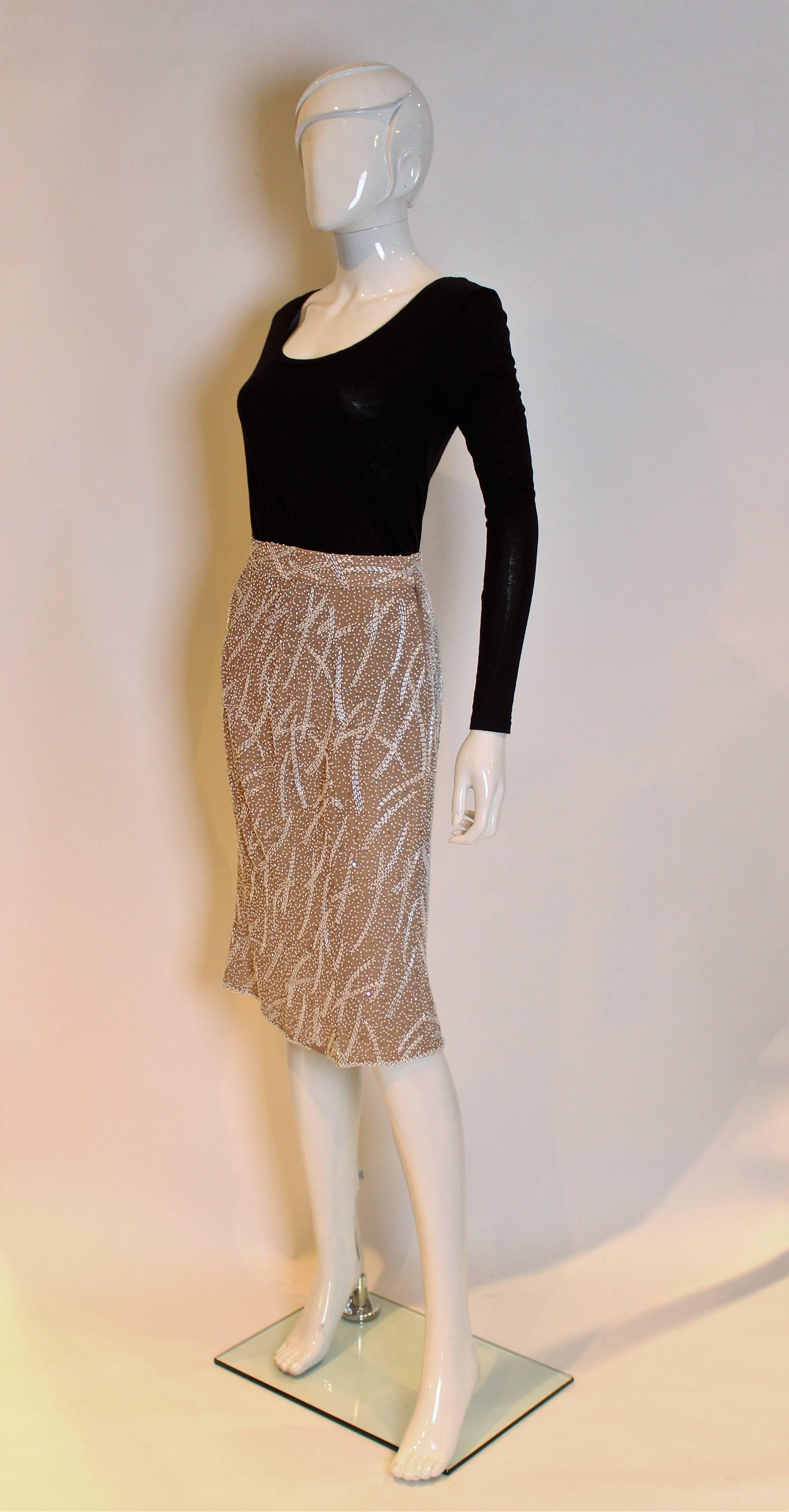 Brown 1980s silk, beaded and sequinskirt