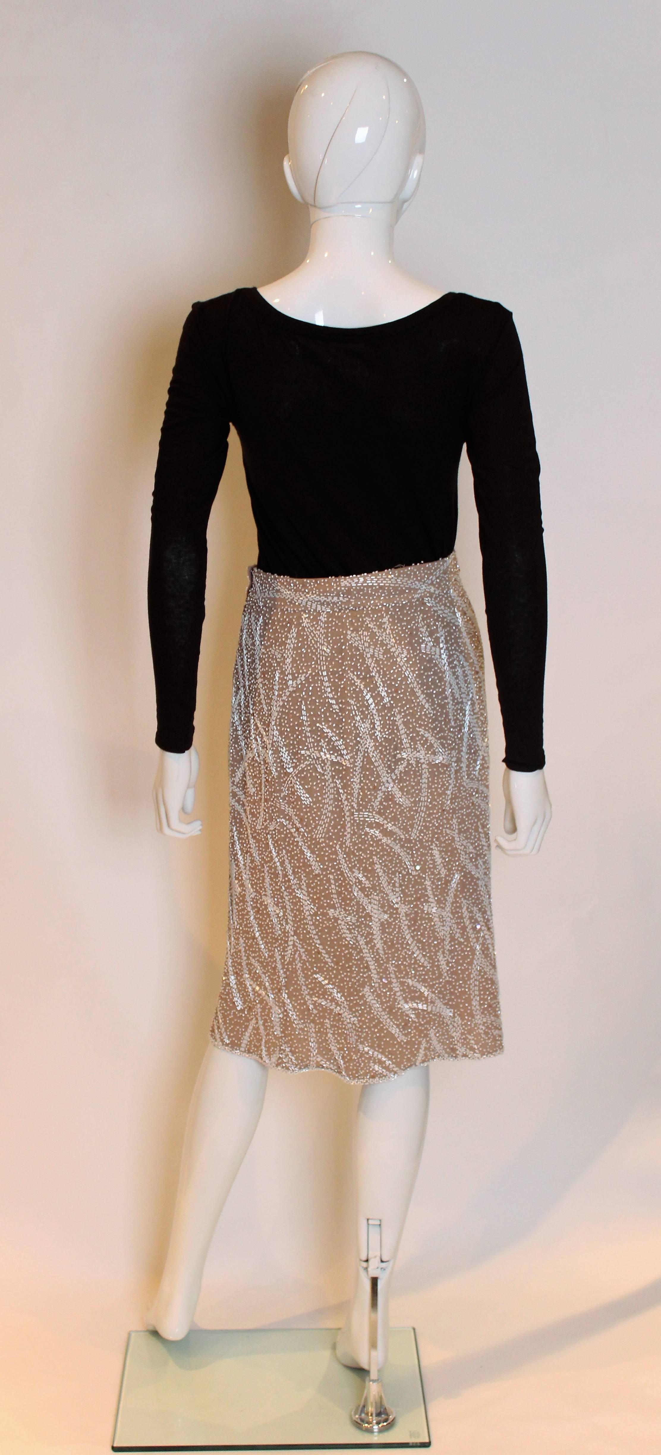 Women's 1980s silk, beaded and sequinskirt