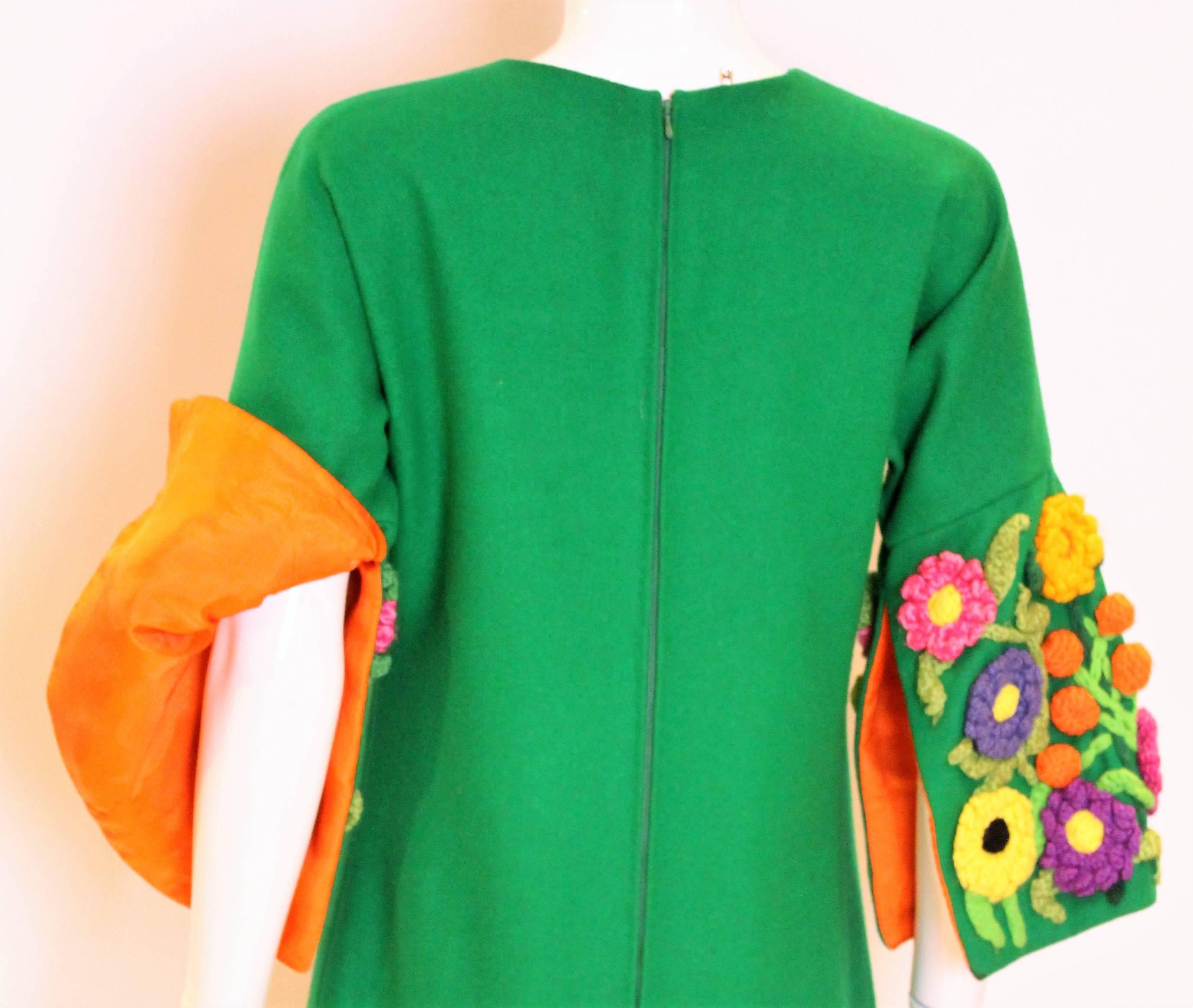 1960s Long Shift Dress with Wonderful Sleeves 1