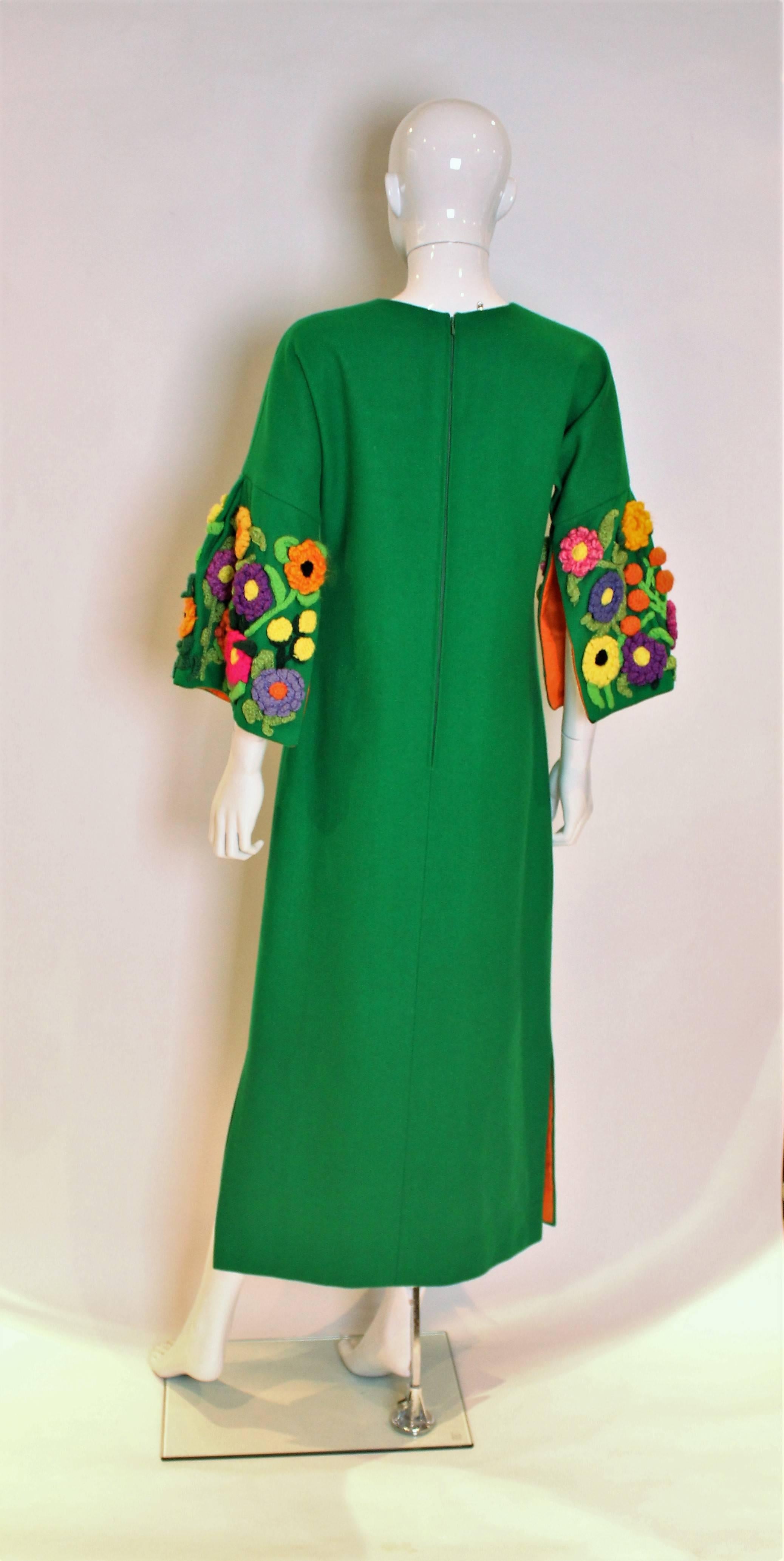 1960s Long Shift Dress with Wonderful Sleeves In Excellent Condition In London, GB
