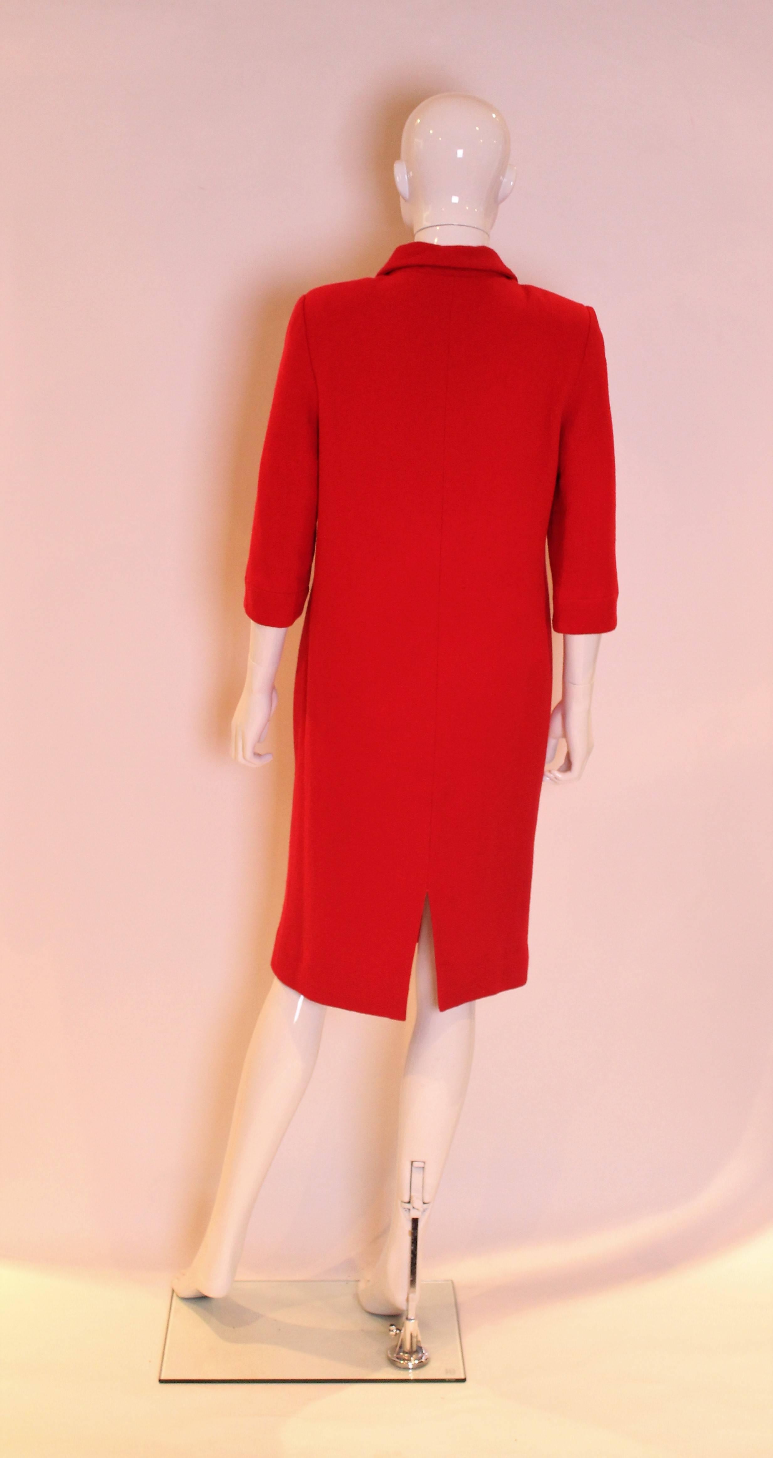 1980/90s Stewart Parvin Red Wool Crepe Dress In Excellent Condition In London, GB