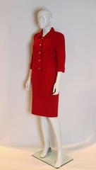 1980/90s Stewart Parvin Red Wool Crepe Dress