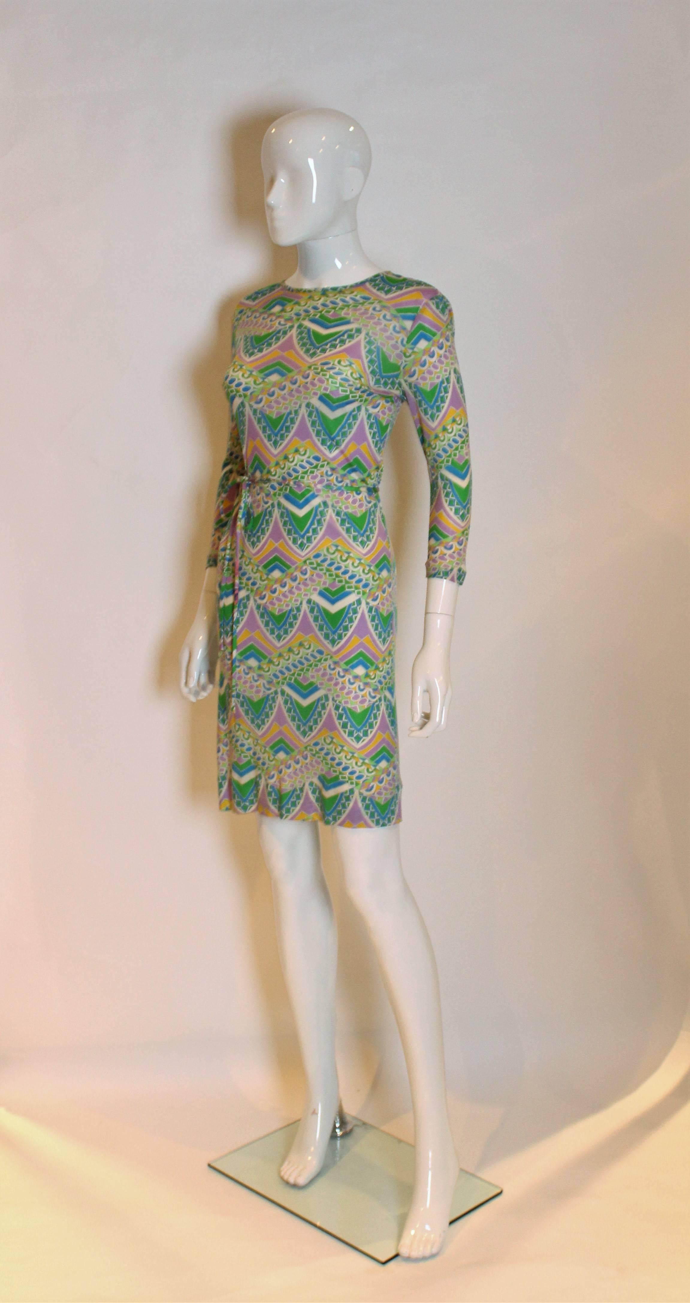 Gray 1960/70s Silk Jersey Dress