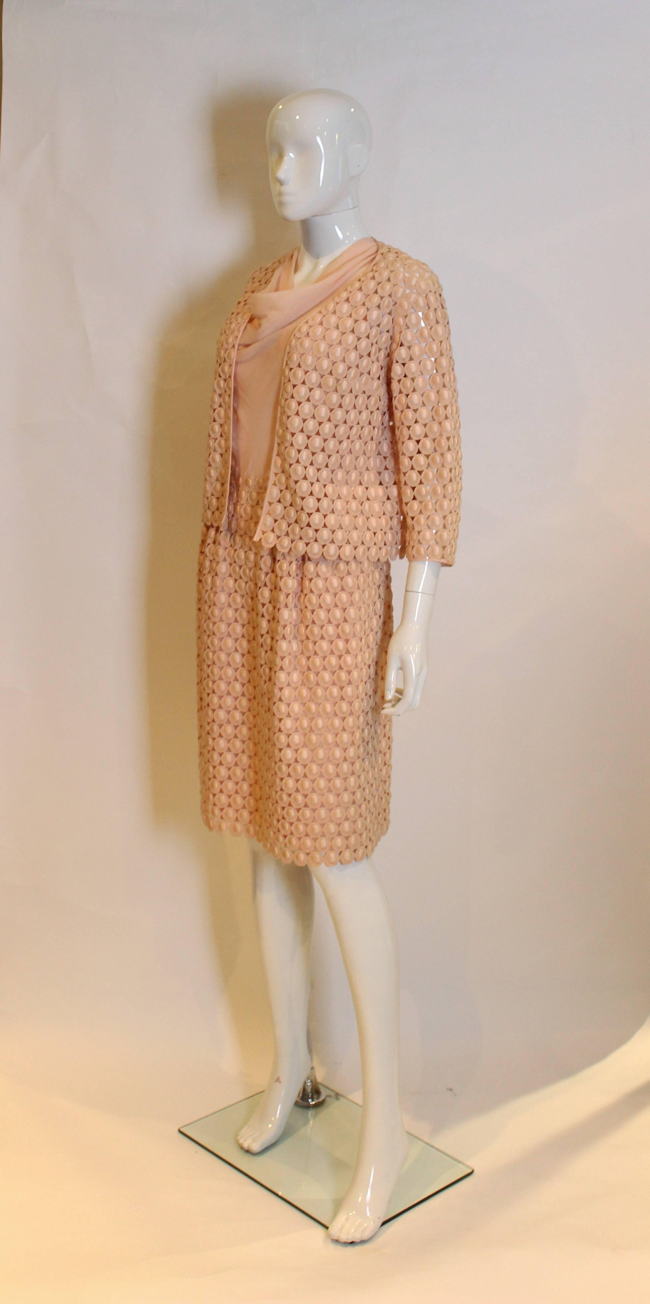 Brown Guy Laroche  Pink Dress and Jacket