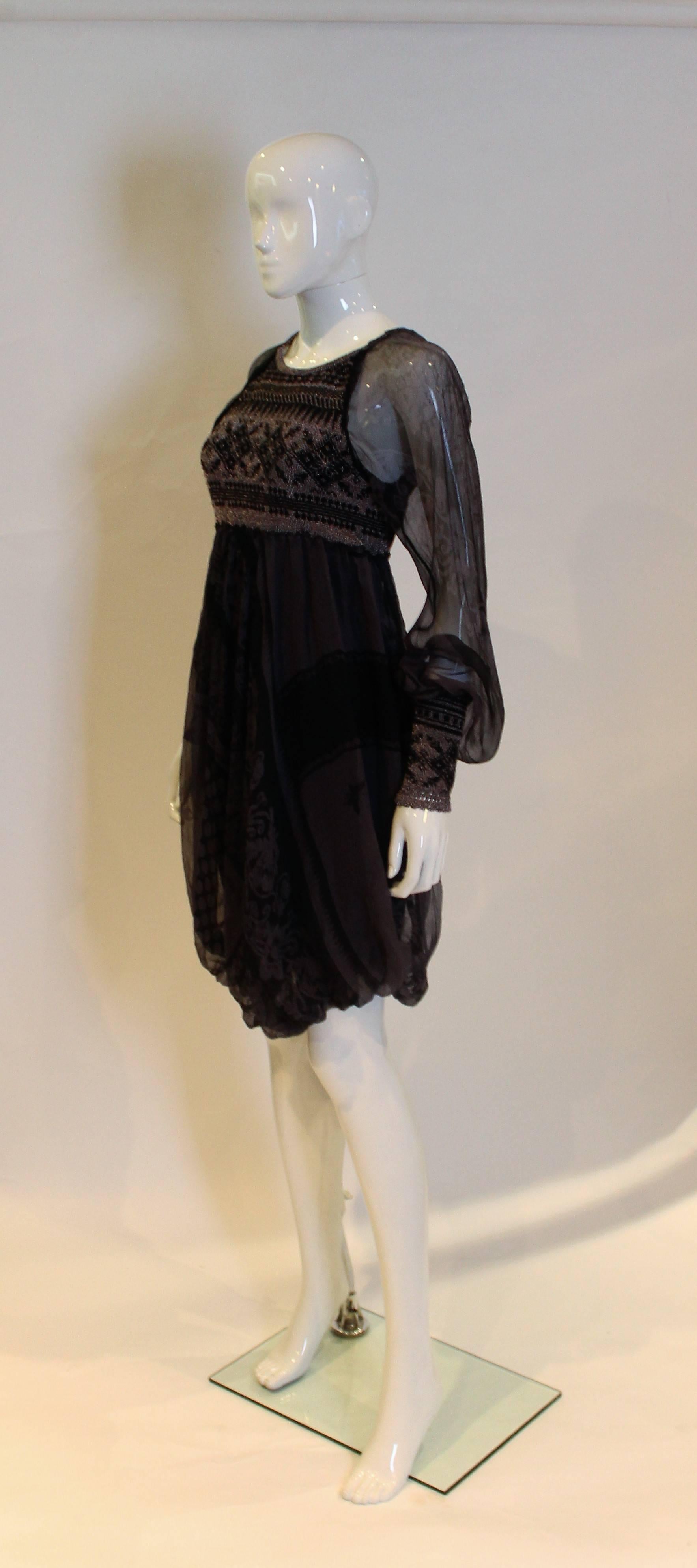 Black Knitted and Silk Dress by Jean Paul Gaultier