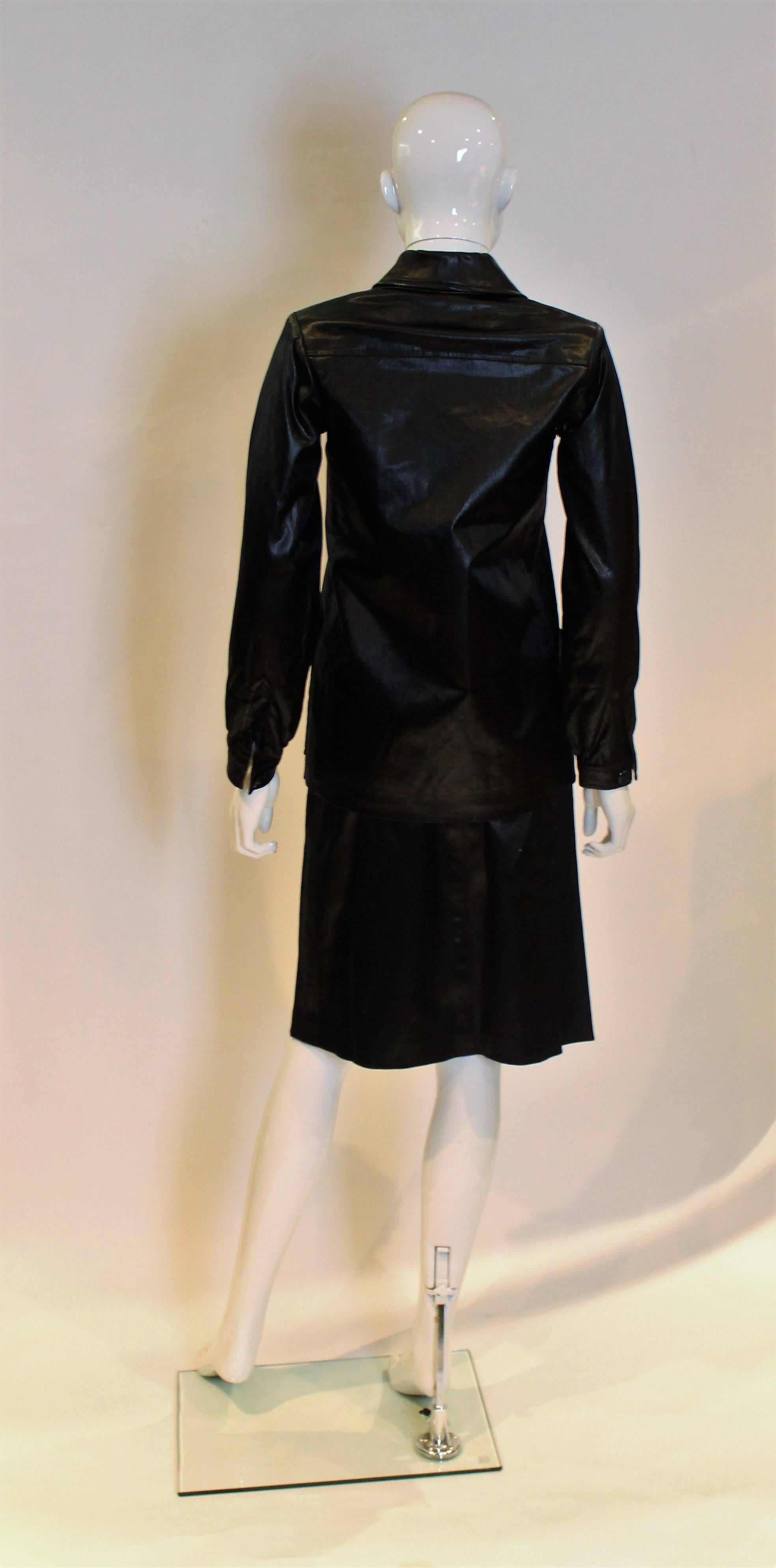 Women's Yves Saint Laurent Rive Gauche Black 'Wet Look' Skirt Suit