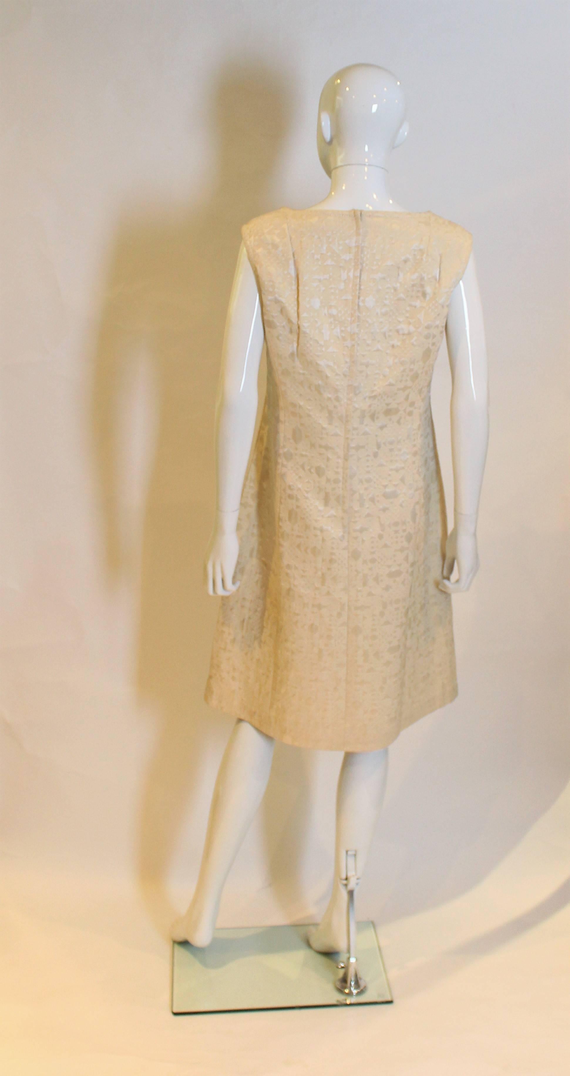 Women's 1960s Gold Brocade Shift Dress.