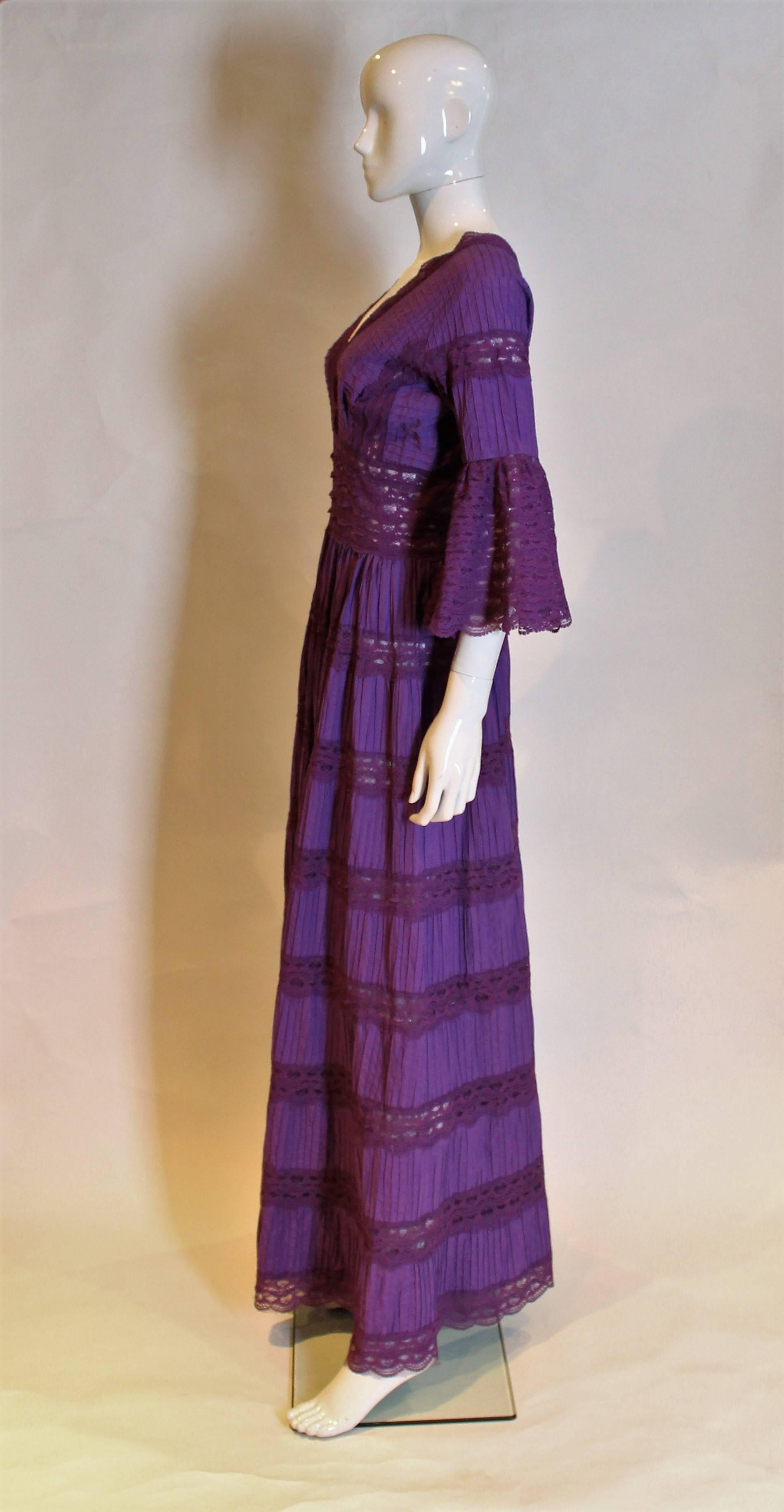 Purple 1970s Mexican Gown