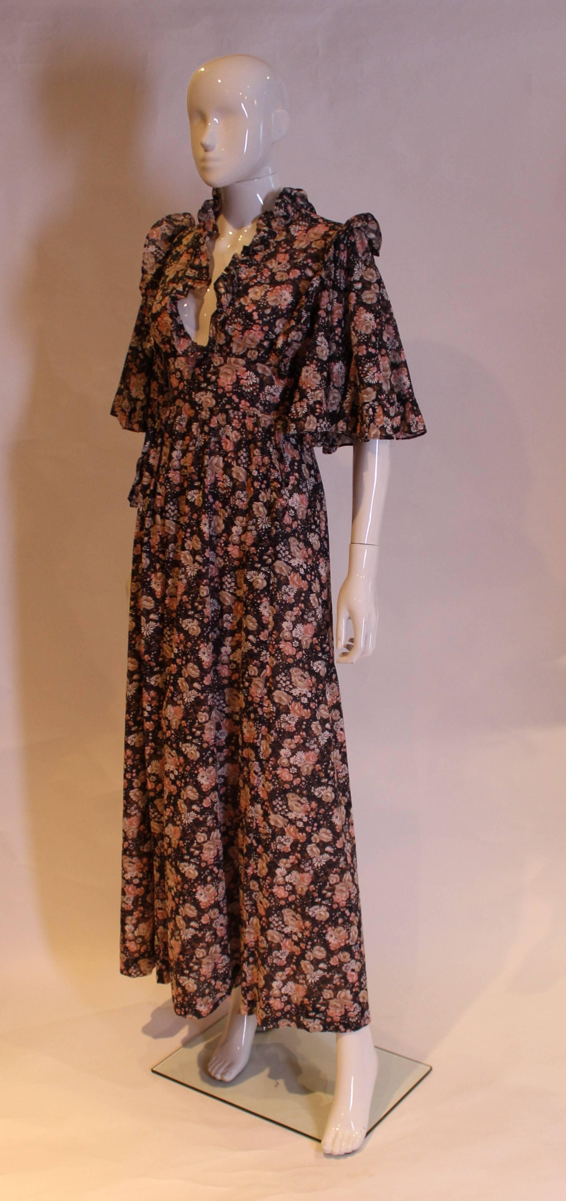 Brown Gina Fratini Floral Cotton Gown