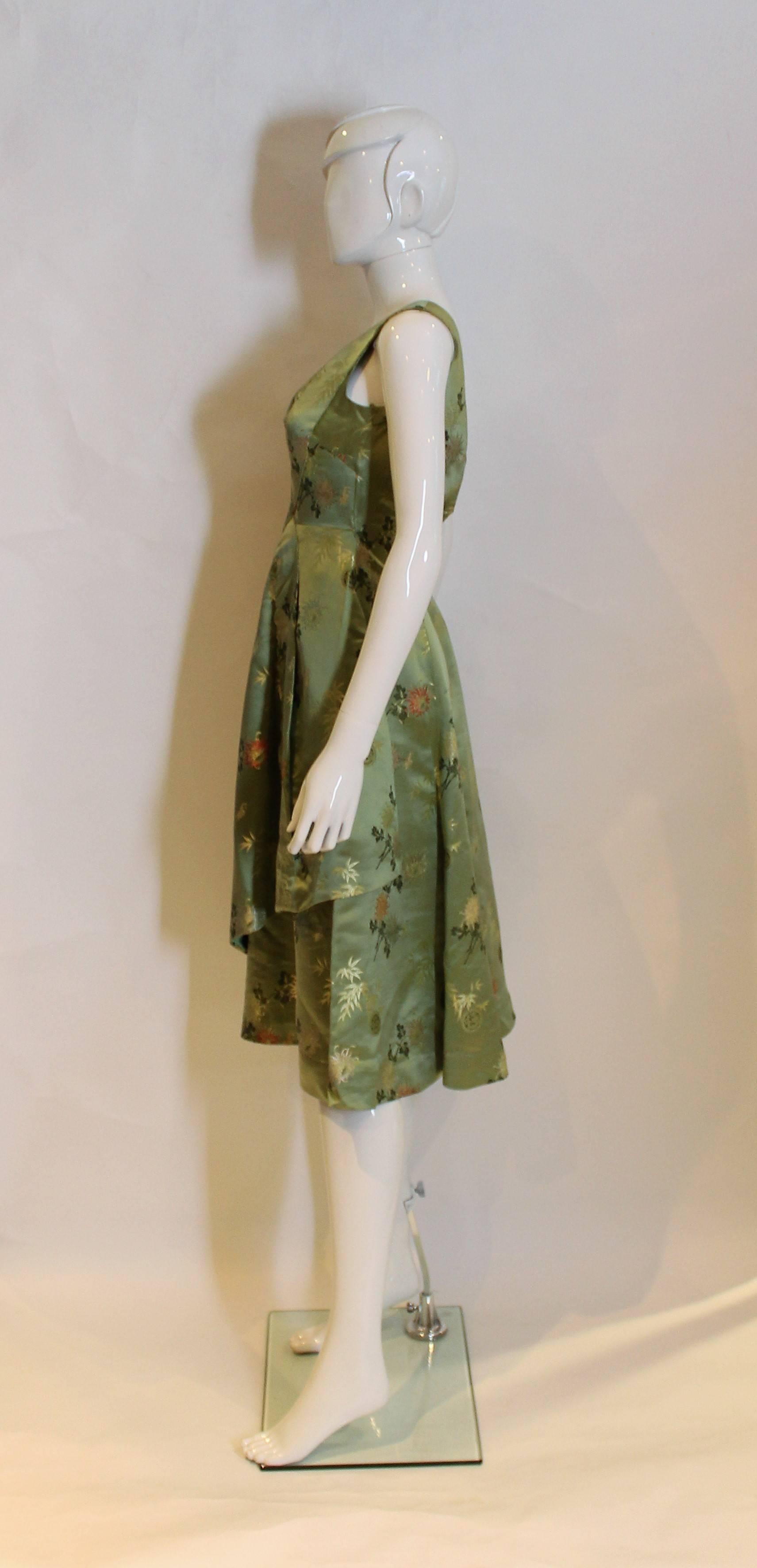 Brown 1950s Silk Cocktail Dress
