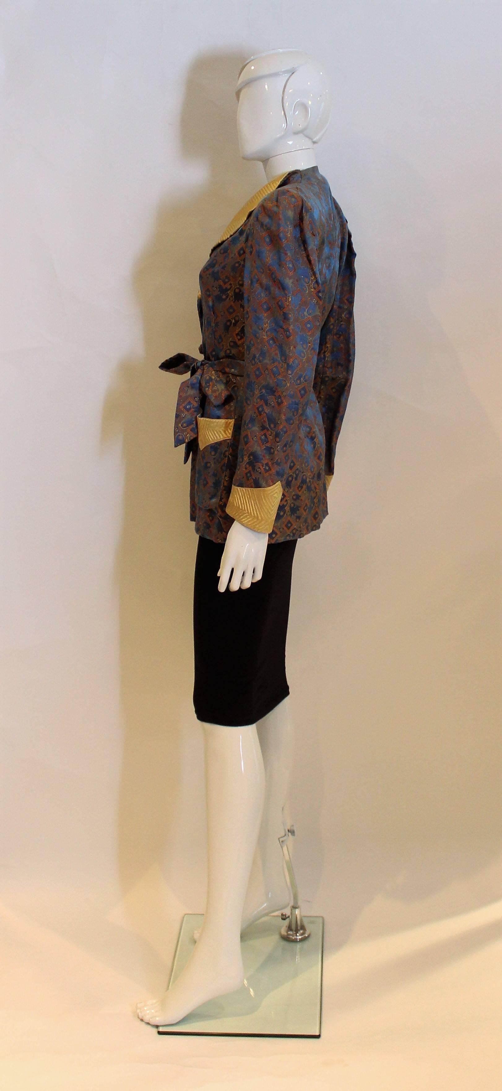 Women's Blue and Gold Chinese Silk Jacket